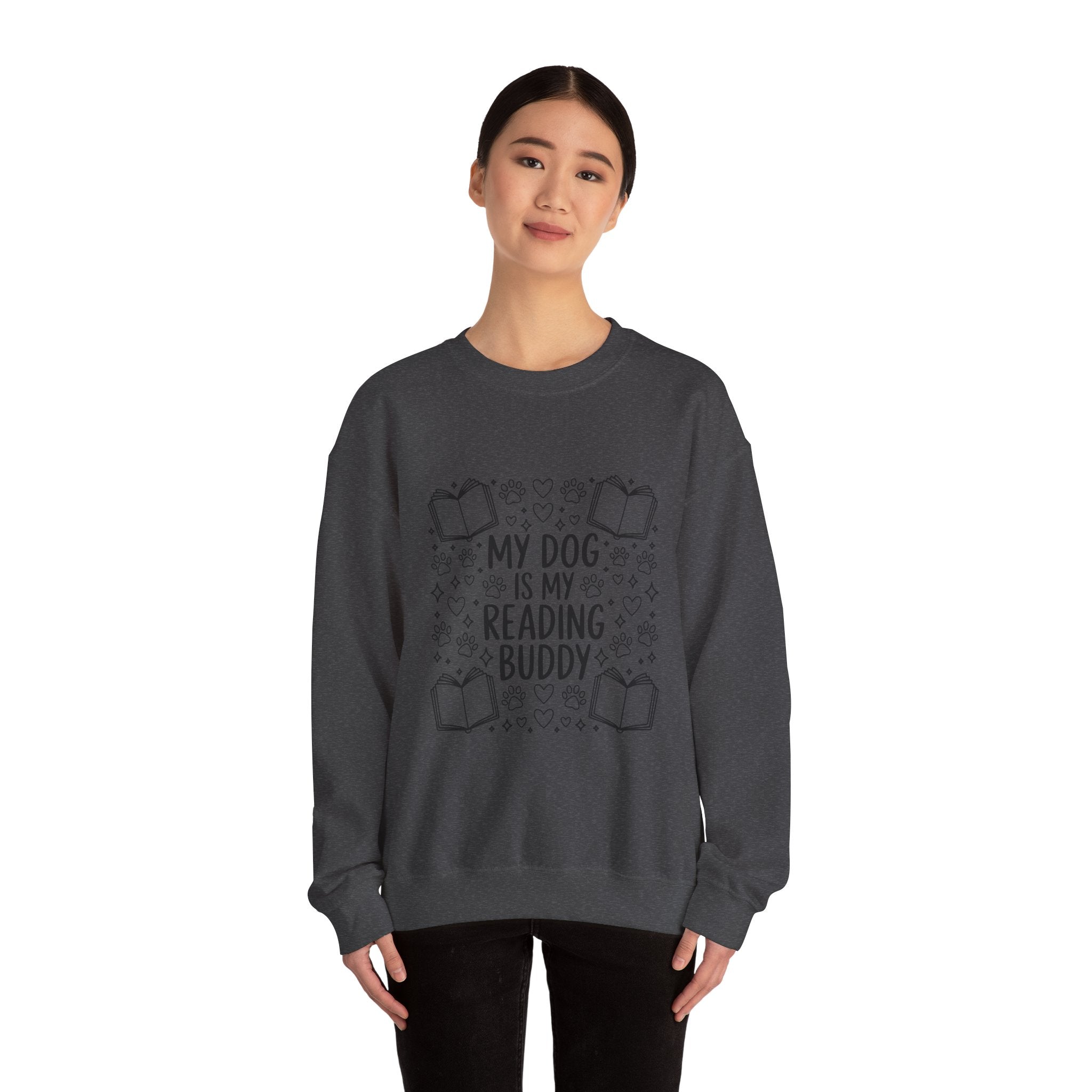My Dog Is My Reading Buddy Sweatshirt — Cozy Dog Lover Bookish Crewneck