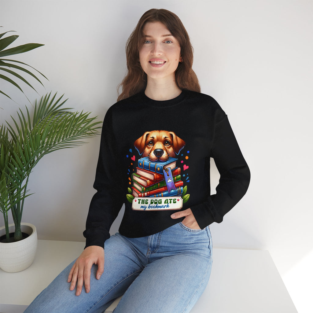 Dog Ate My Homework Sweatshirt — Cute Puppy & Books Back-to-School Crewneck