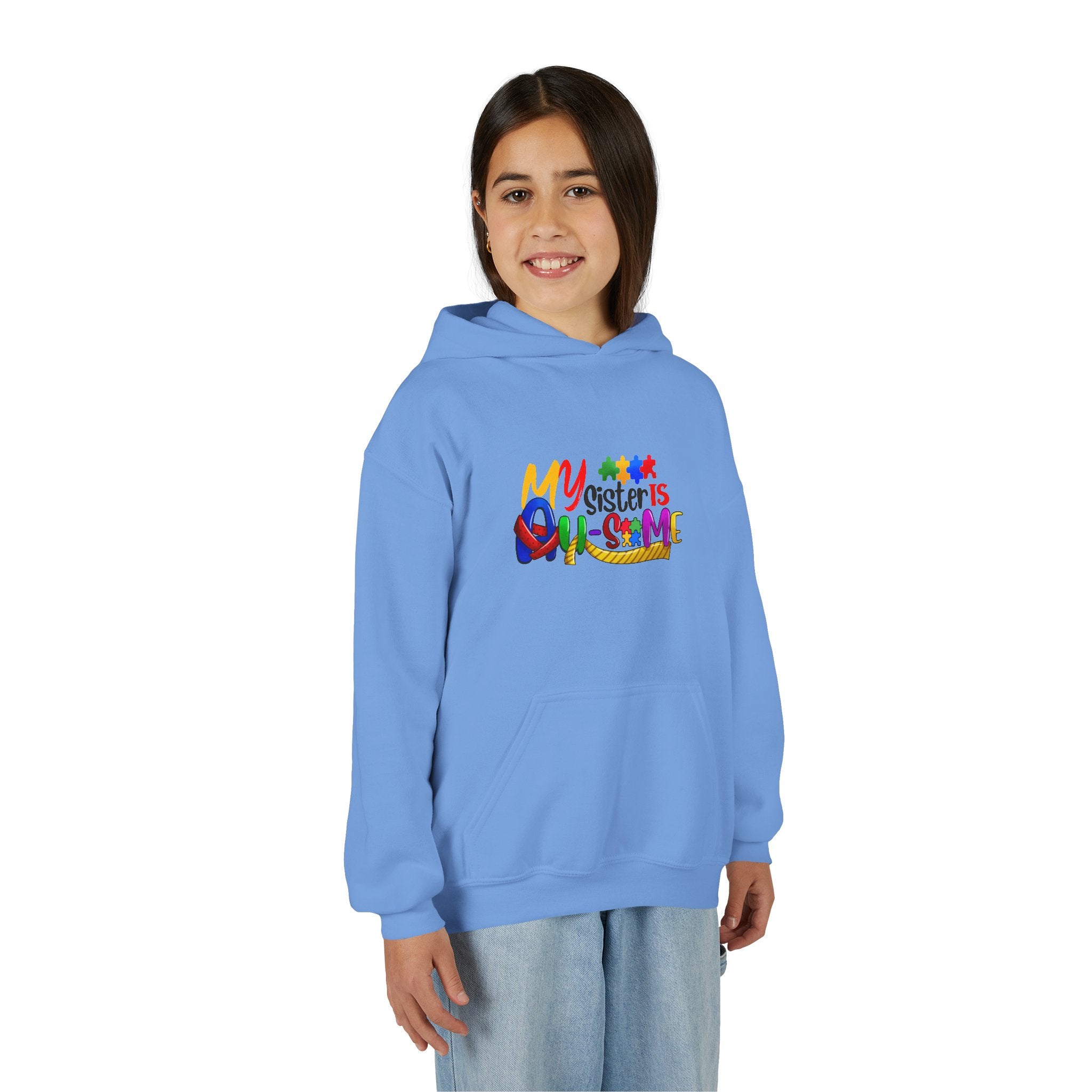 Youth Hoodie — "My Sister is Awesome" Colorful Kids Pullover