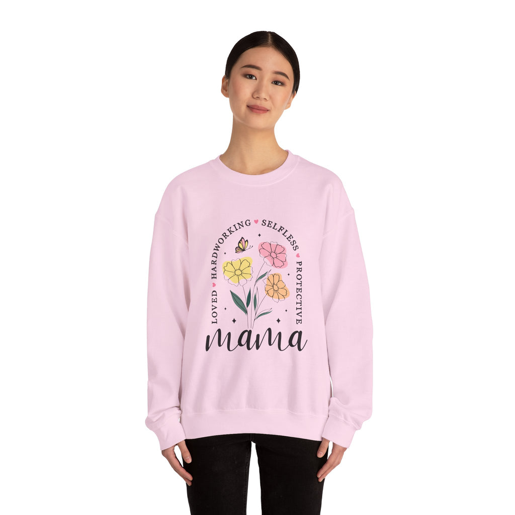 Mama Floral Sweatshirt — "Loved, Hardworking, Selfless, Protective" Mother's Day Crewneck