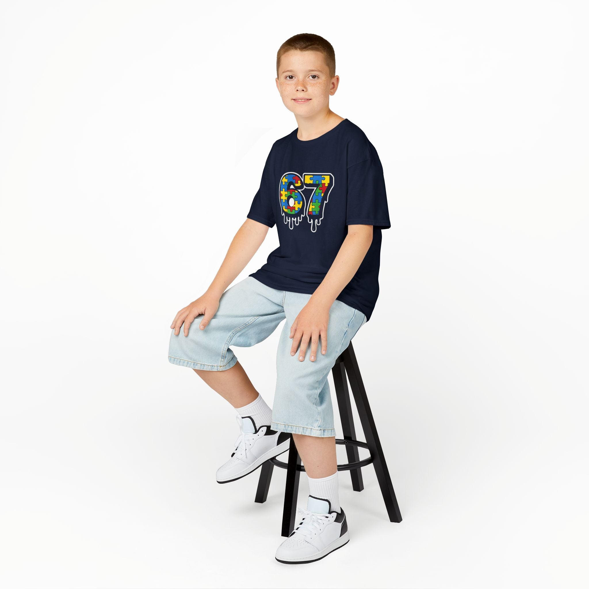 Kids Puzzle Number 67 T-Shirt — Colorful Autism Awareness Tee