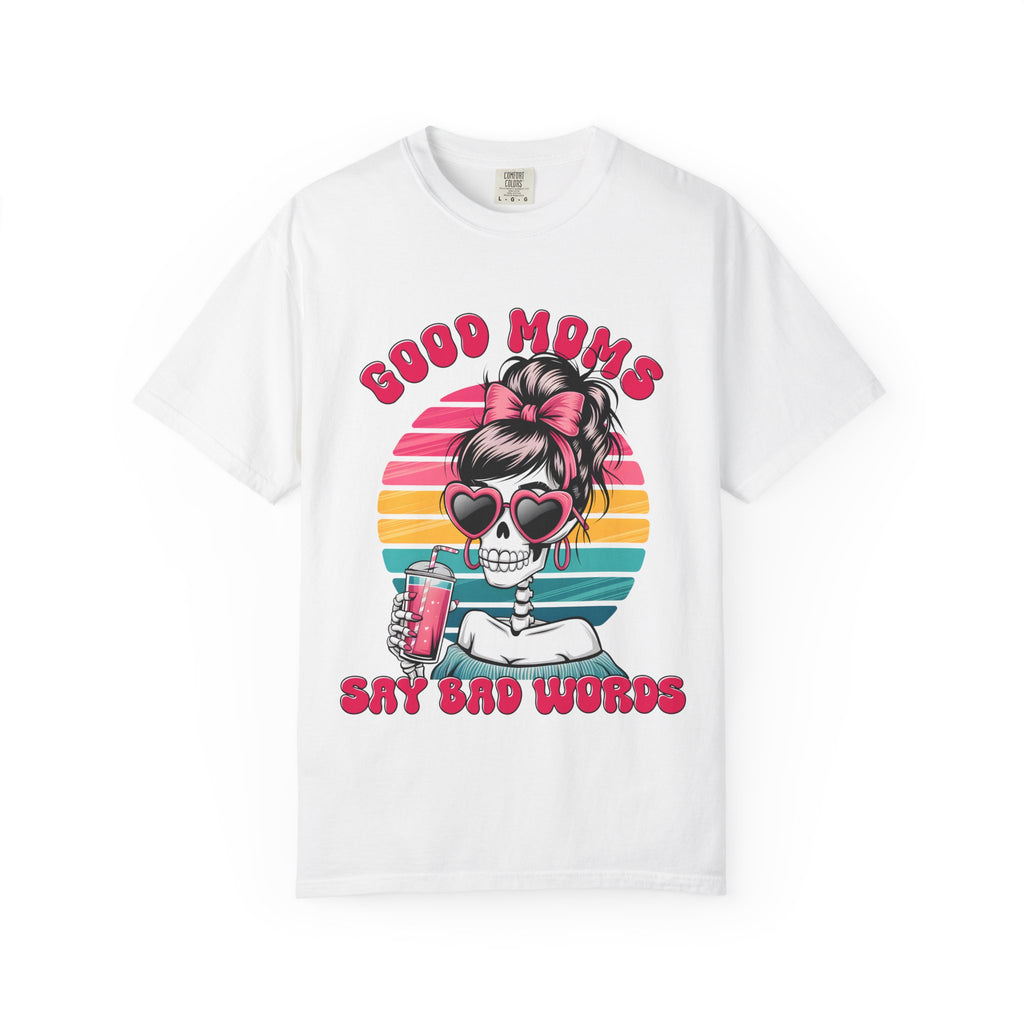 Graphic T-Shirt — "Good Moms Say Bad Words" Retro Skull Mom Tee