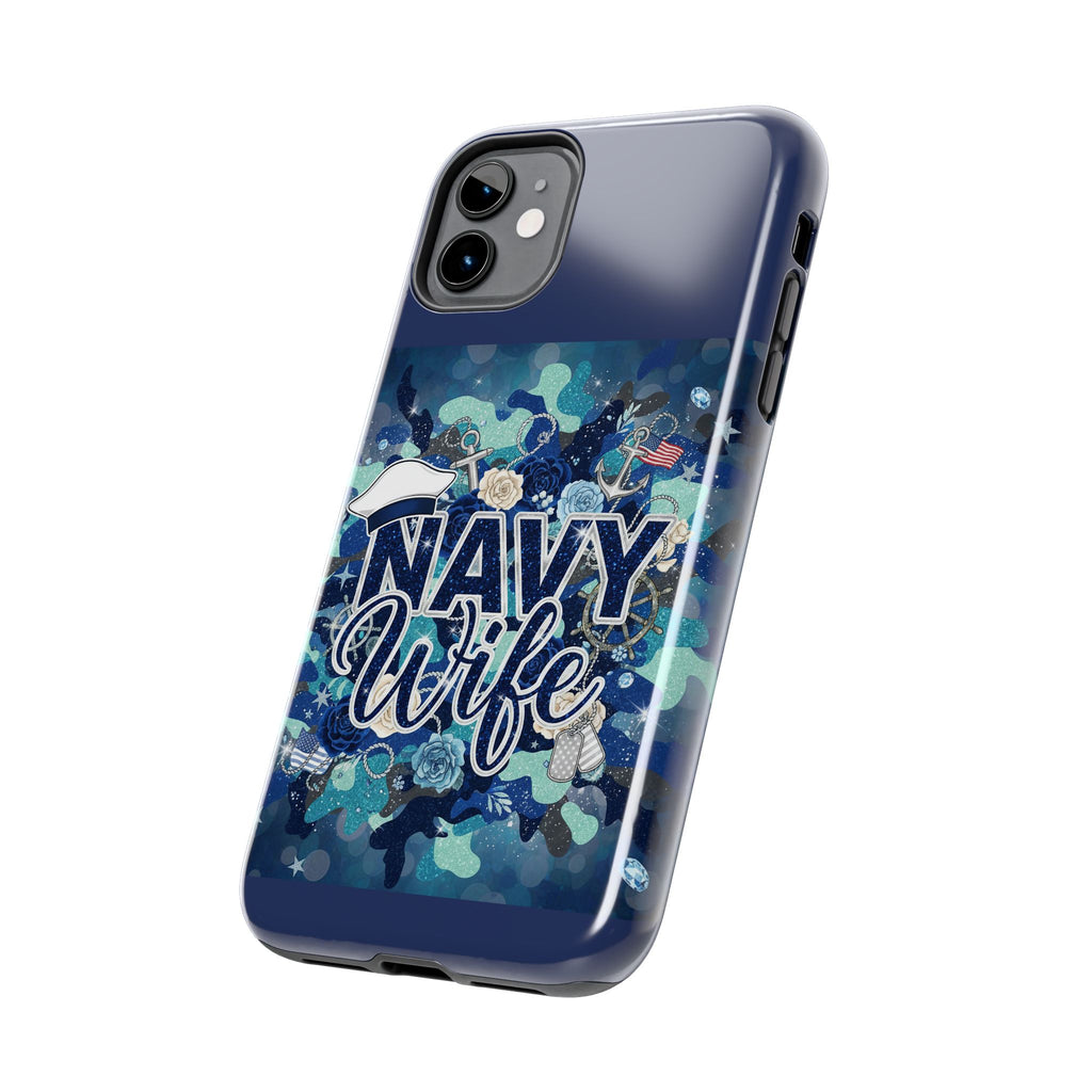 Navy Wife Tough Phone Case — Military Camouflage Protective Phone Cover, Perfect Gift for Navy Spouses