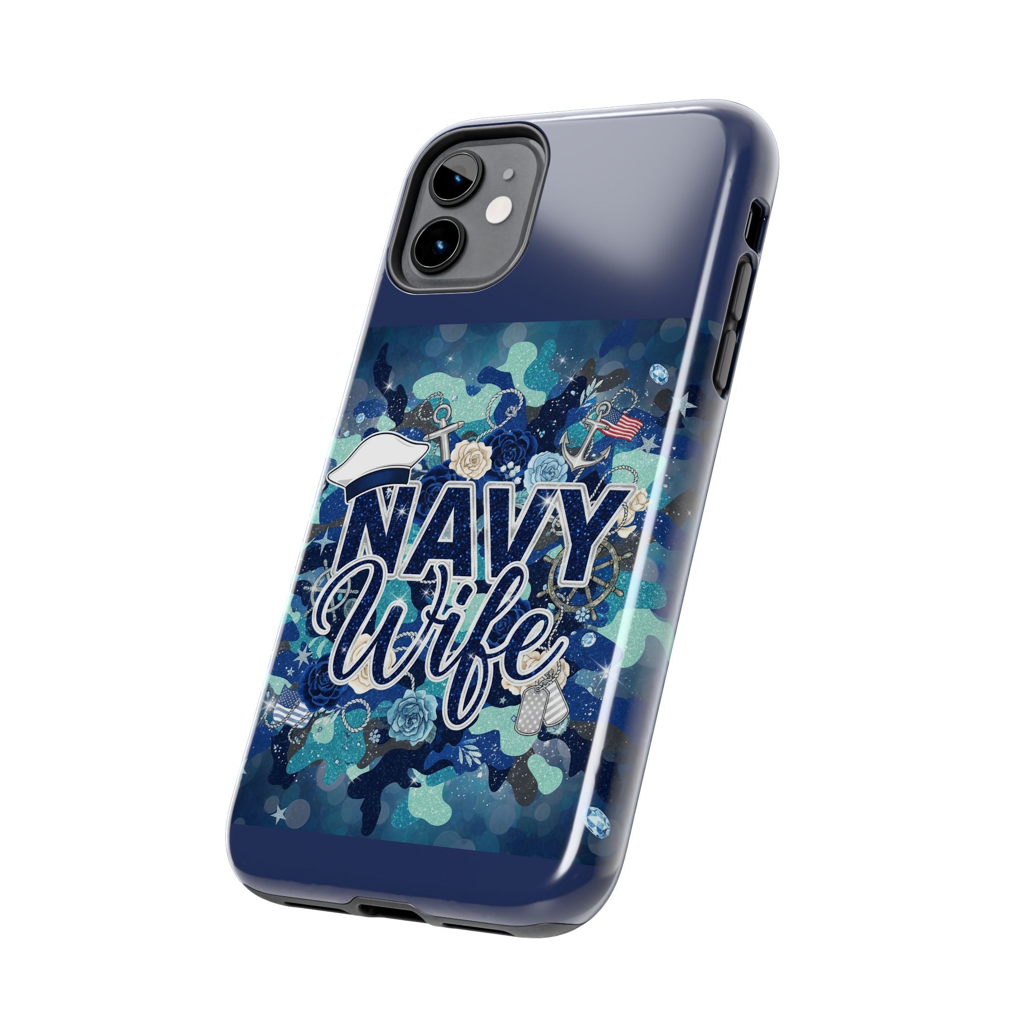 Navy Wife Tough Phone Case — Military Camouflage Protective Phone Cover, Perfect Gift for Navy Spouses