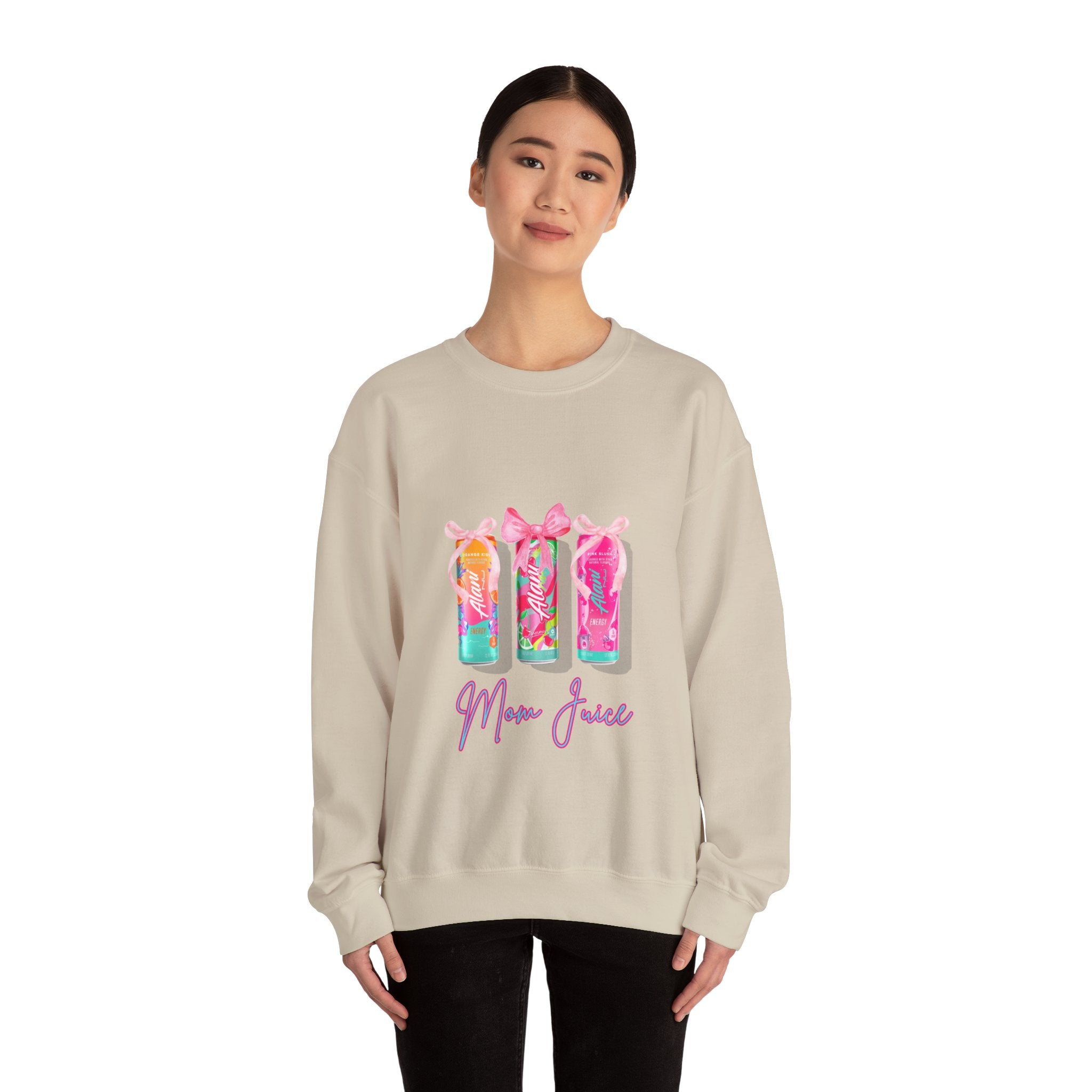 Mom Juice Sweatshirt - Cute Pastel Drink Graphic Crewneck for Moms