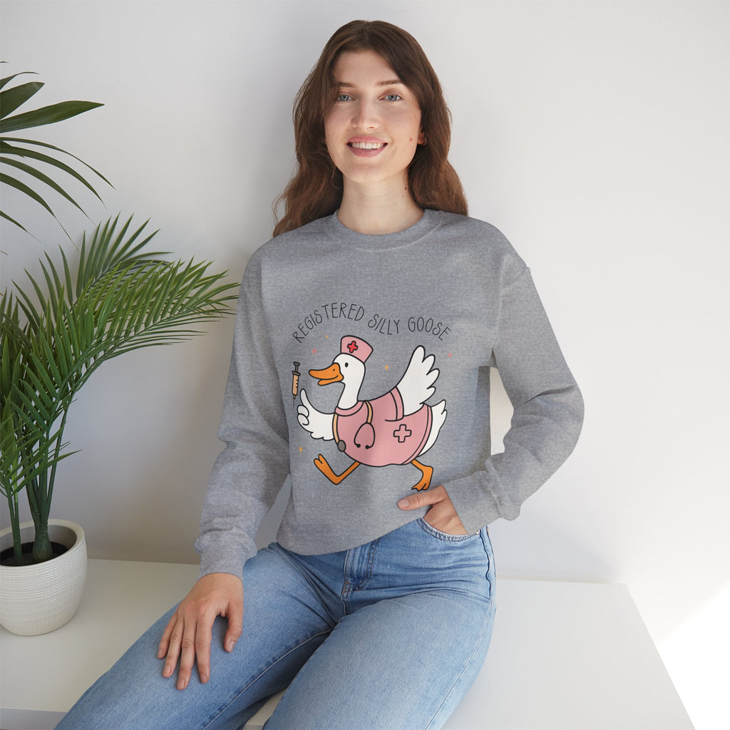 Registered Silly Goose Sweatshirt — Cute Nurse Goose Graphic Crewneck