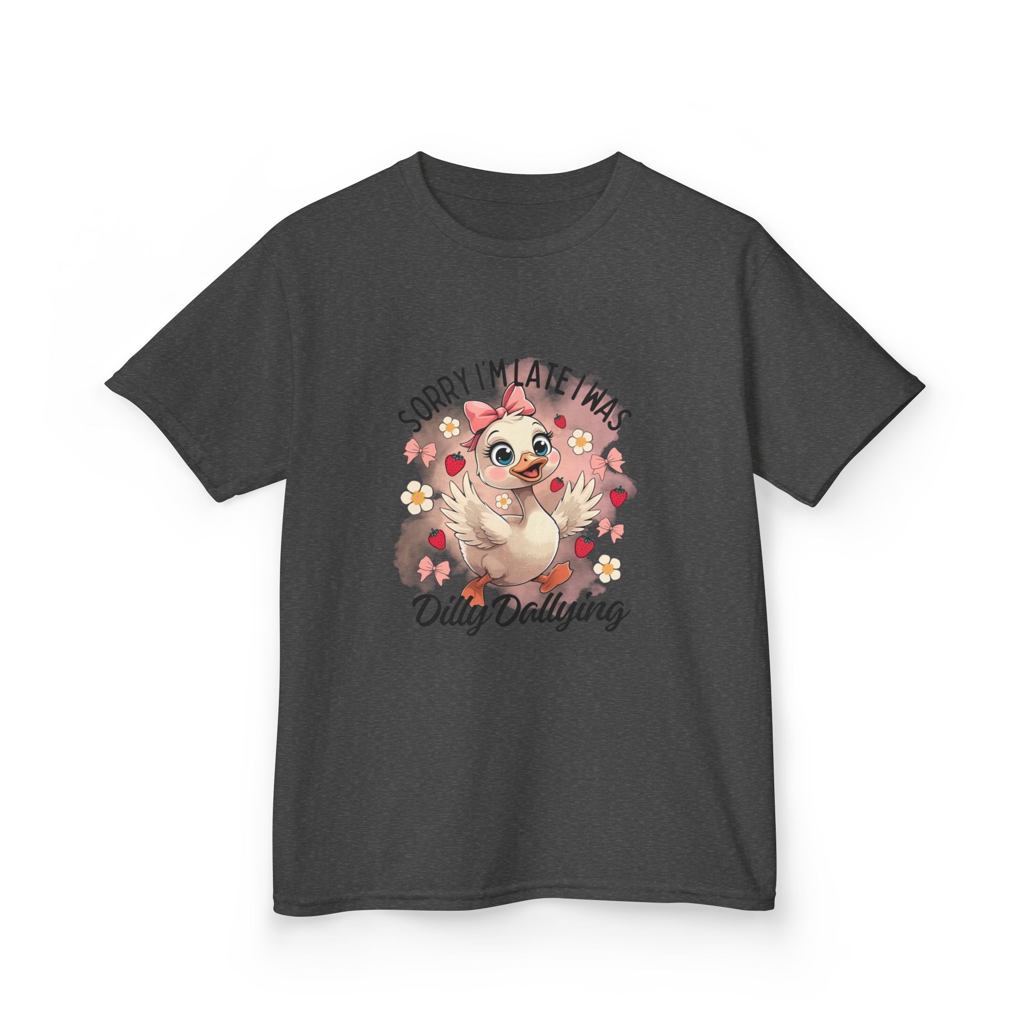 Kids Tee — "Sorry I’m Late I Was Dilly Dallying" Cute Sloth Floral Graphic