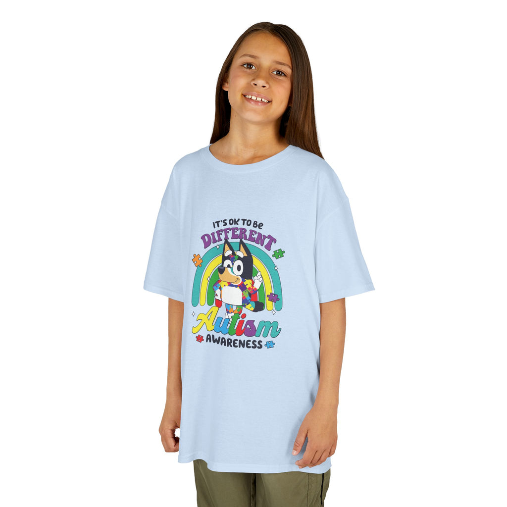 Kids Tee — "It's OK to Be Different" Autism Awareness Rainbow Shirt