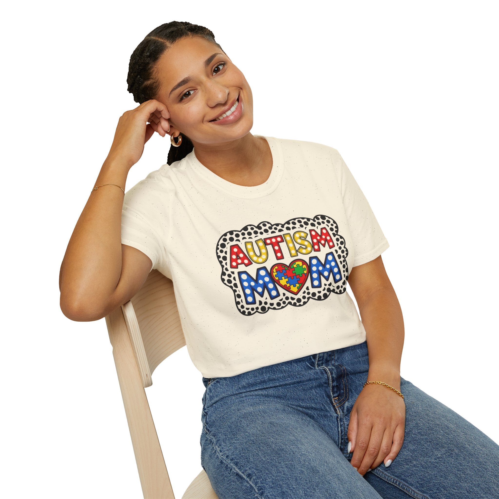 Autism Mom T-Shirt — Colorful Puzzle Heart Support Tee