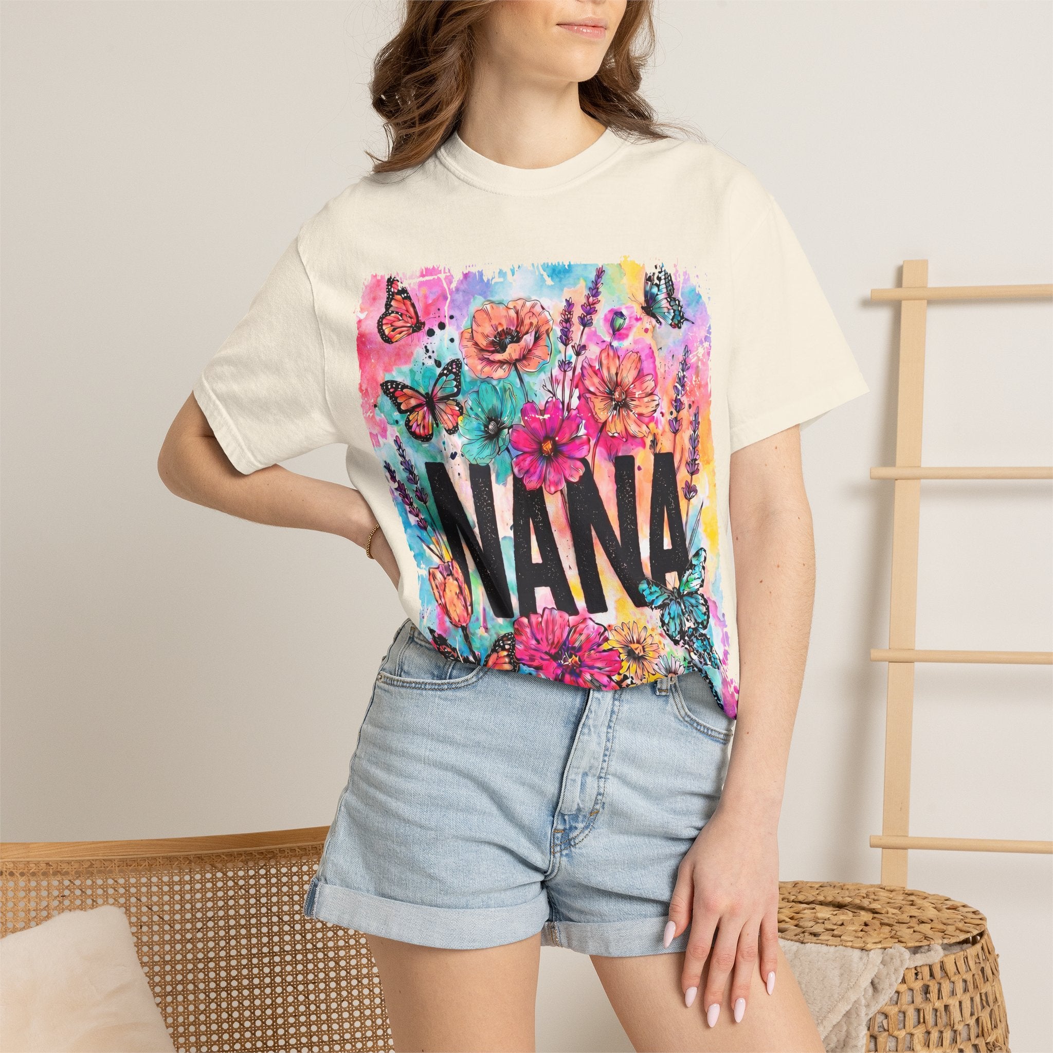 Nana Floral Butterfly T-Shirt — Colorful Grandma Gift for Mother’s Day