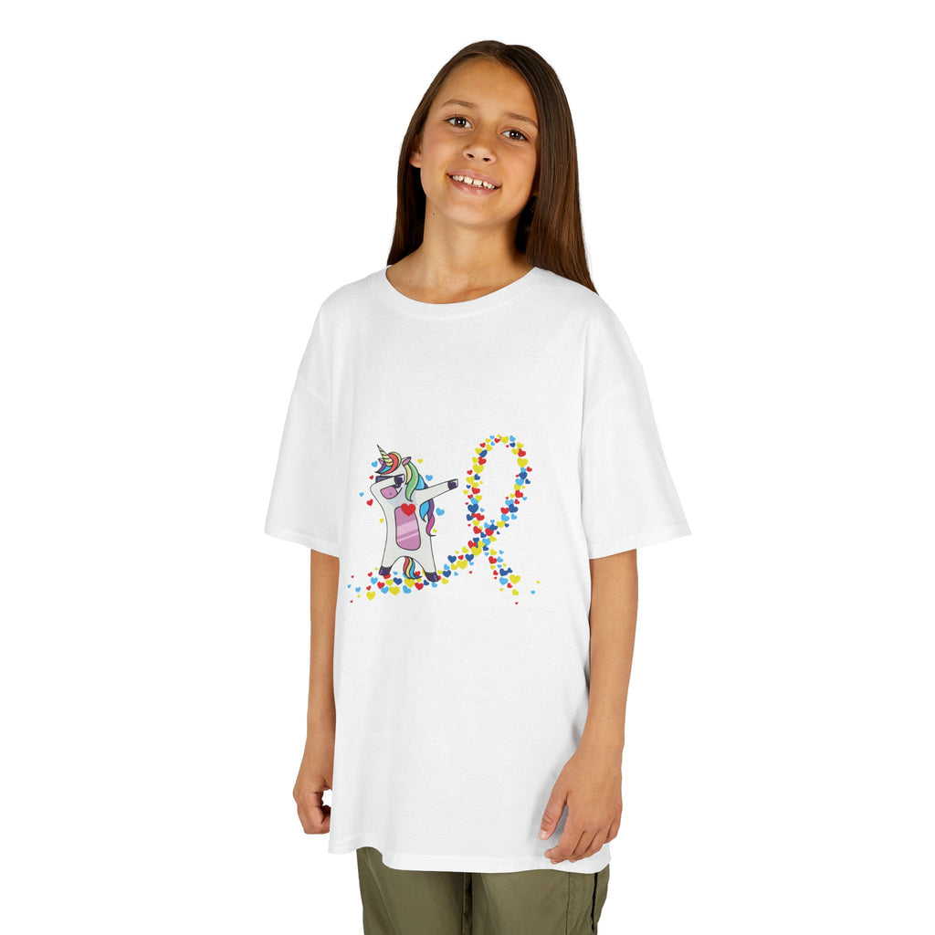Kids Tee — Cute Unicorn Pouring Rainbow Confetti (Kids)