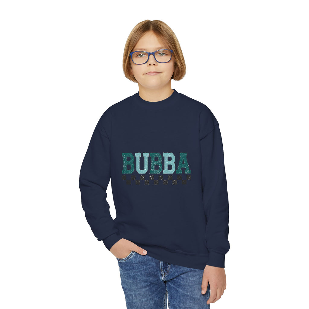Youth Crewneck Sweatshirt - "BUBBA" Retro Checkerboard Graphic