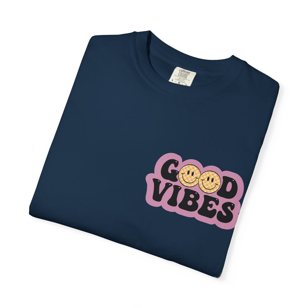Good Vibes Retro Graphic T-Shirt — Free Spirit Smiley Desert Design
