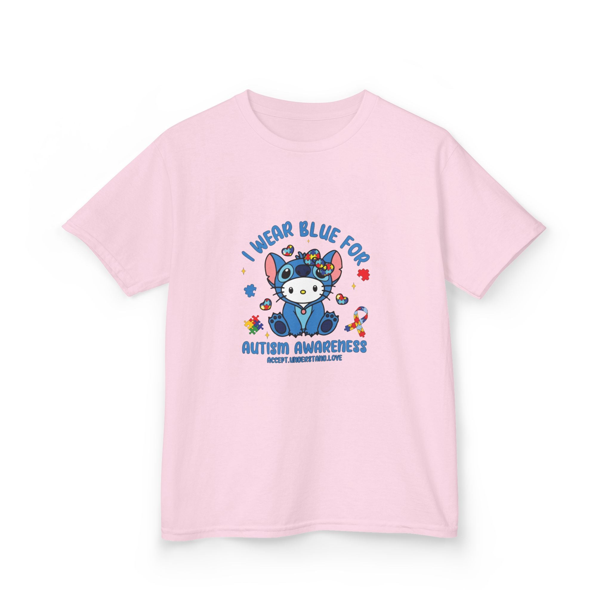 Kids Tee — "I Wear Blue for Autism Awareness" Cute Panda Autism Awareness Shirt