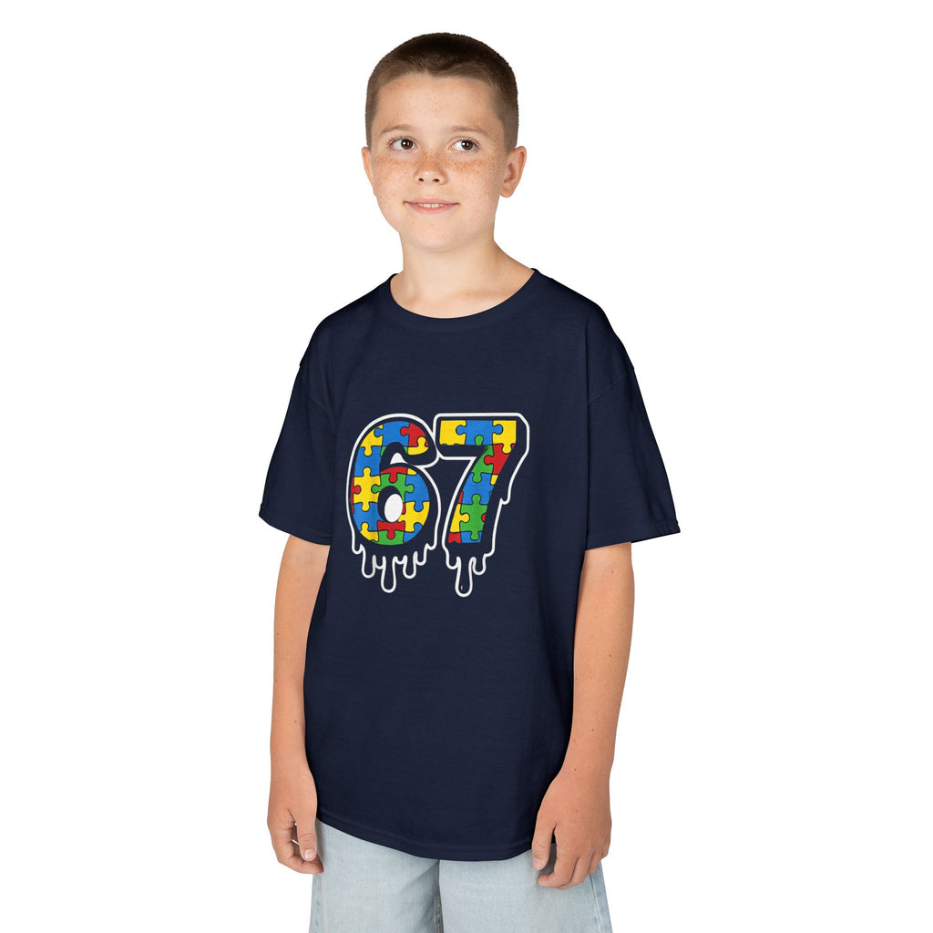 Kids Puzzle Number 67 T-Shirt — Colorful Autism Awareness Tee