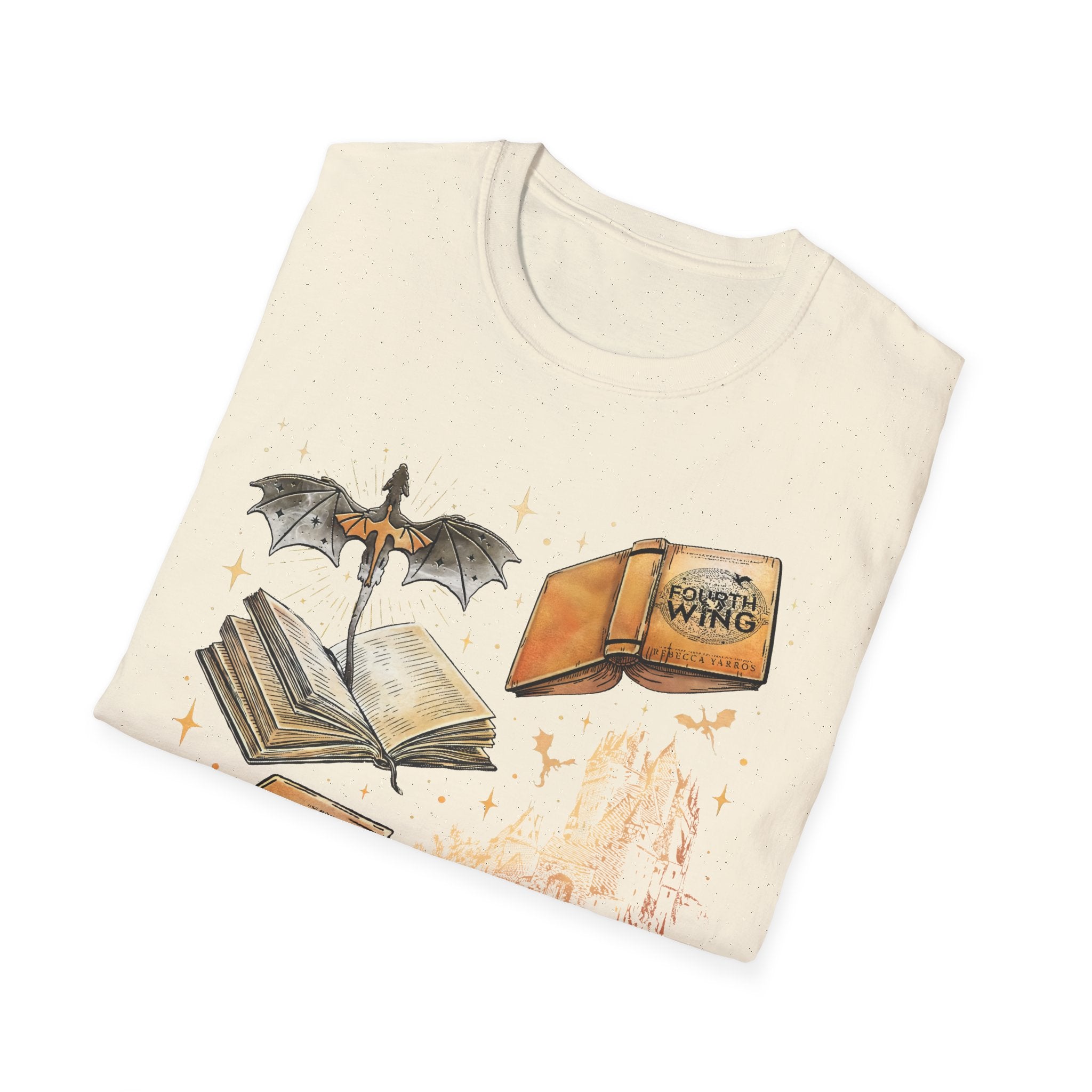 Book Dragon T-Shirt — Vintage Magical Books & Bat Illustration