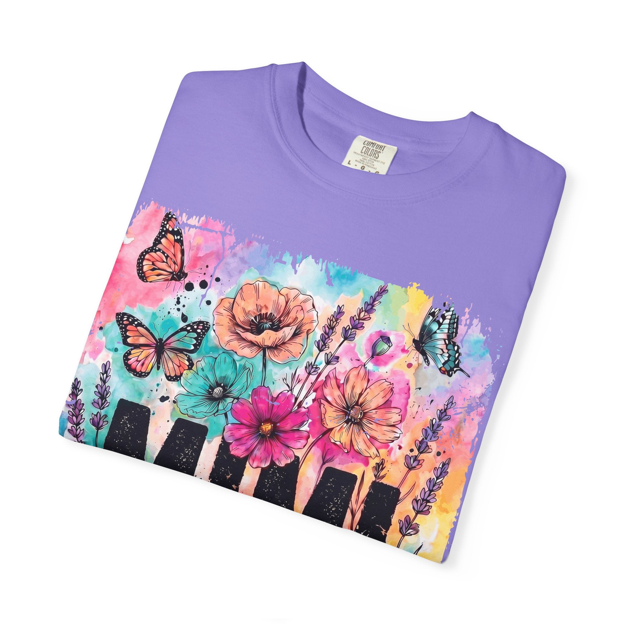 MIMI Floral Butterflies T-Shirt — Colorful Watercolor Garden Tee