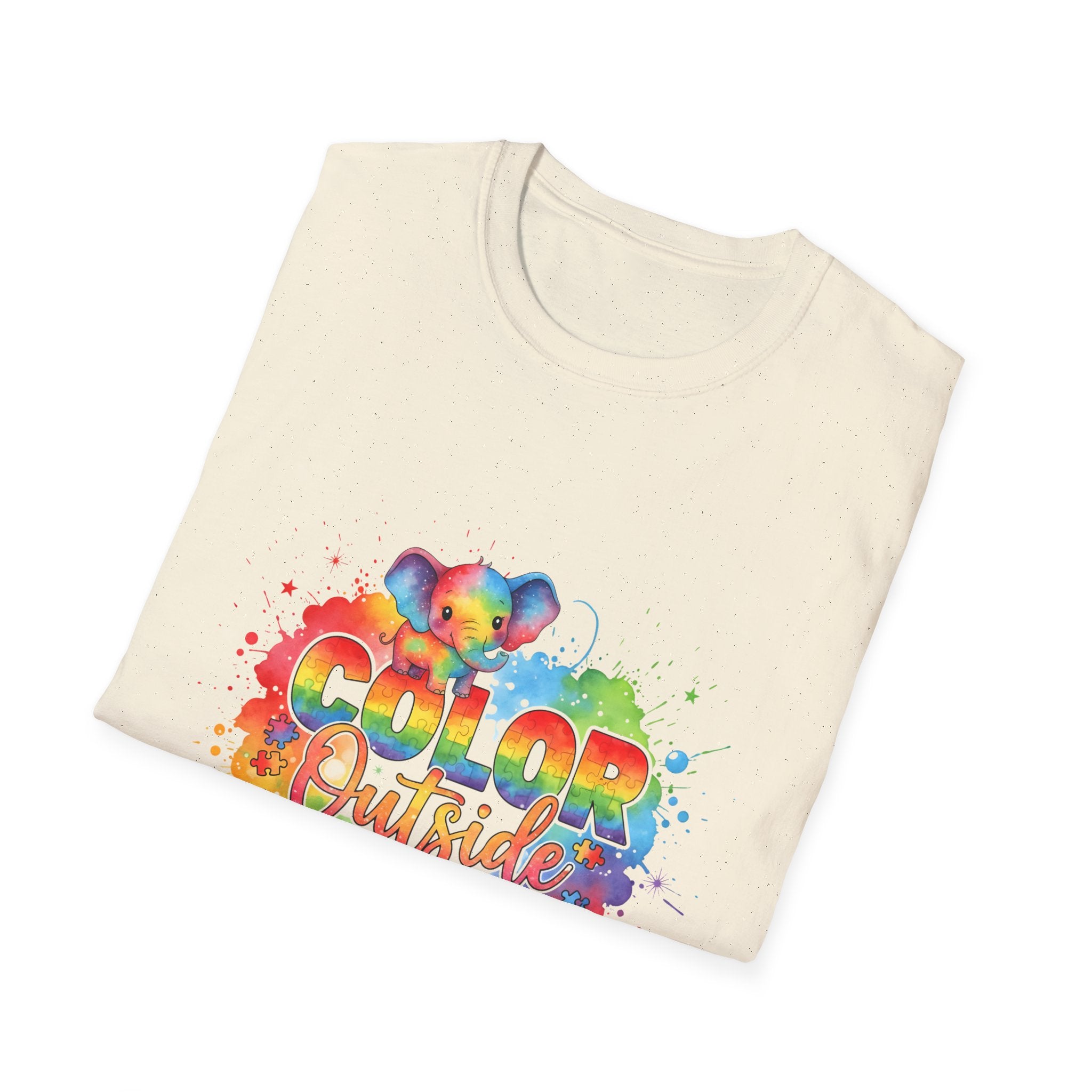 Color Outside Lines T-Shirt — Rainbow Paint Splatter Art Tee