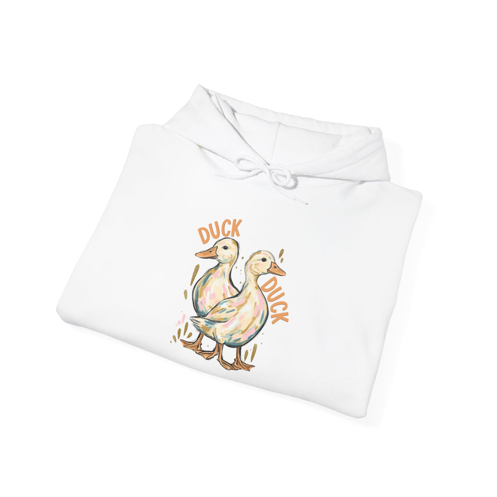 Duck & Goose Hoodie — Cute Waterfowl Graphic Pullover ("Duck Duck" Front, "Goose" Back)