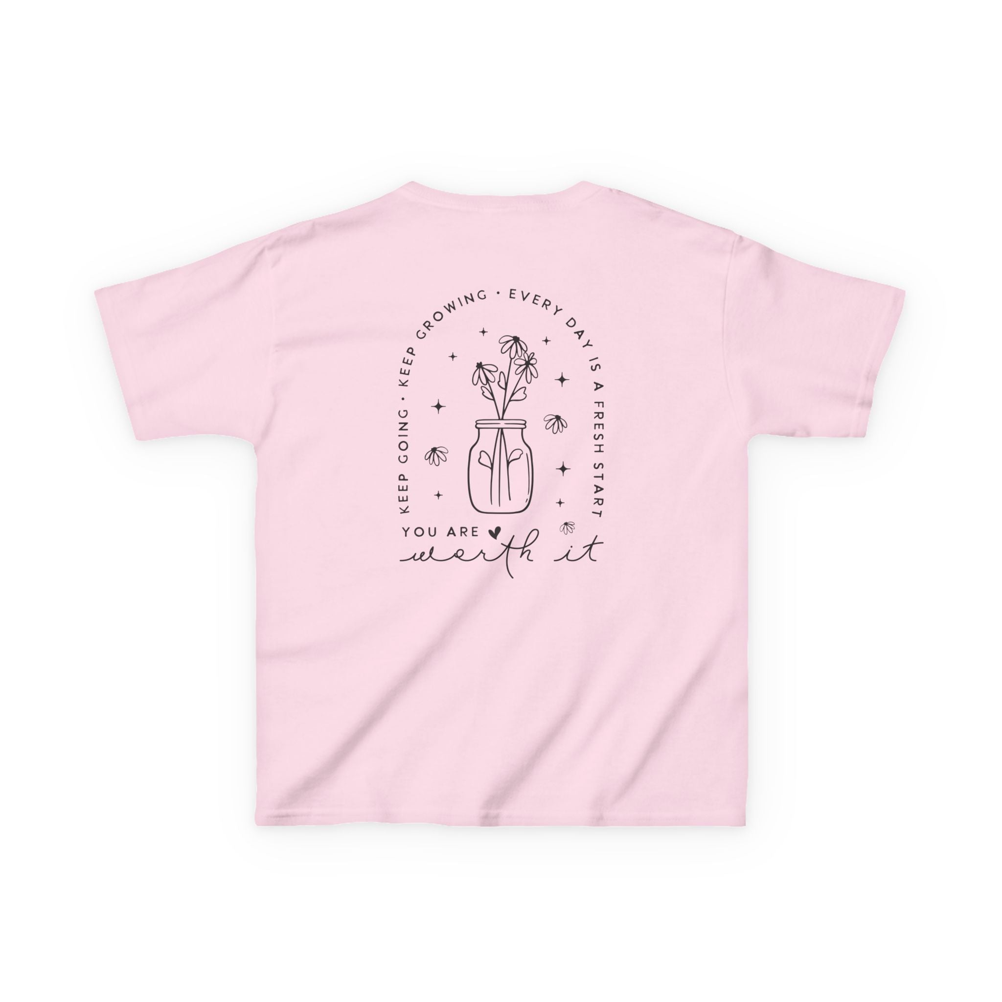 Kids Tee — “You Are Worth It” Minimal Floral Comfort Shirt