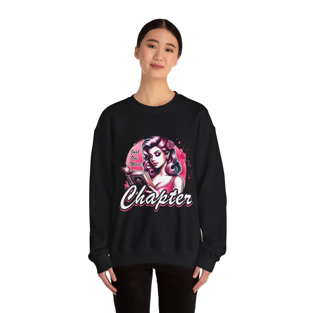 Chapter Reading Sweatshirt – Retro Pinup 'Just One More Chapter' Cozy Crewneck