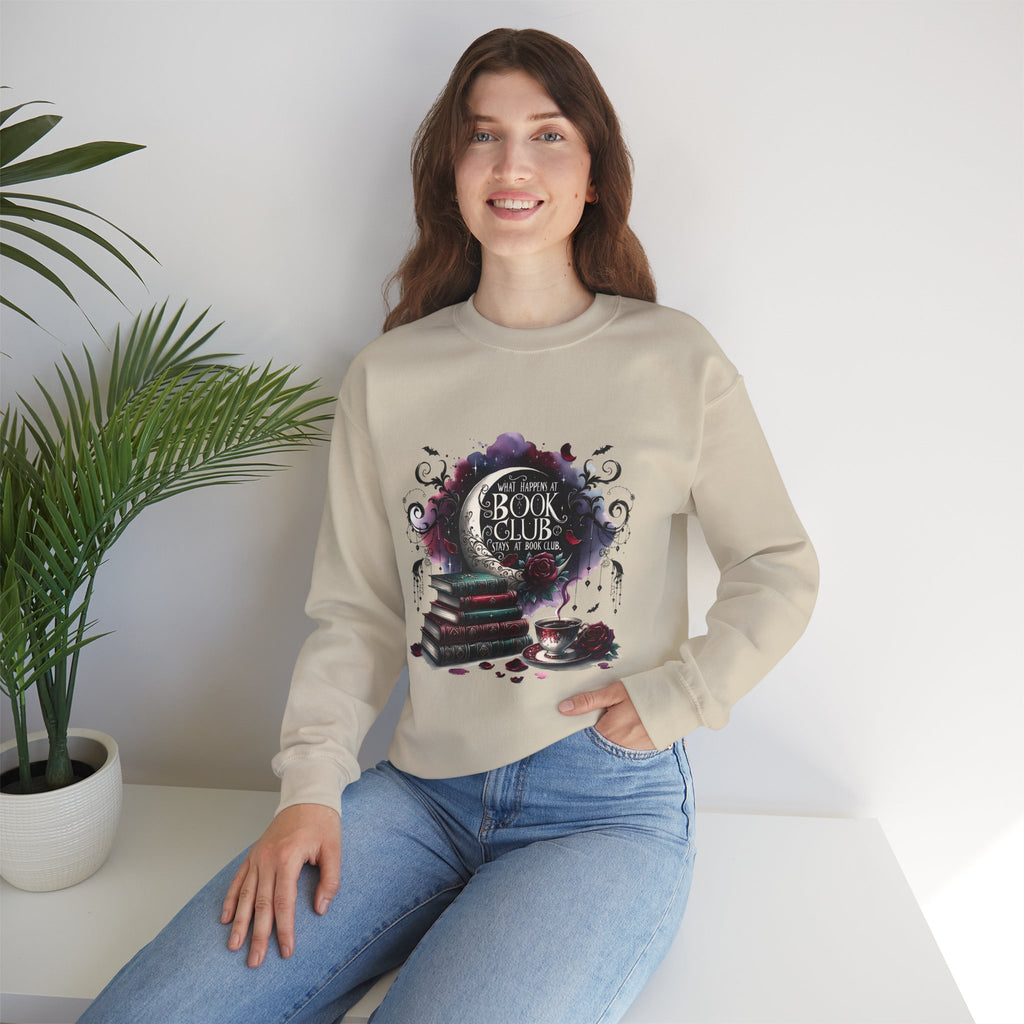 Book Club Crewneck Sweatshirt — Cozy Literary Stack & Tea Design