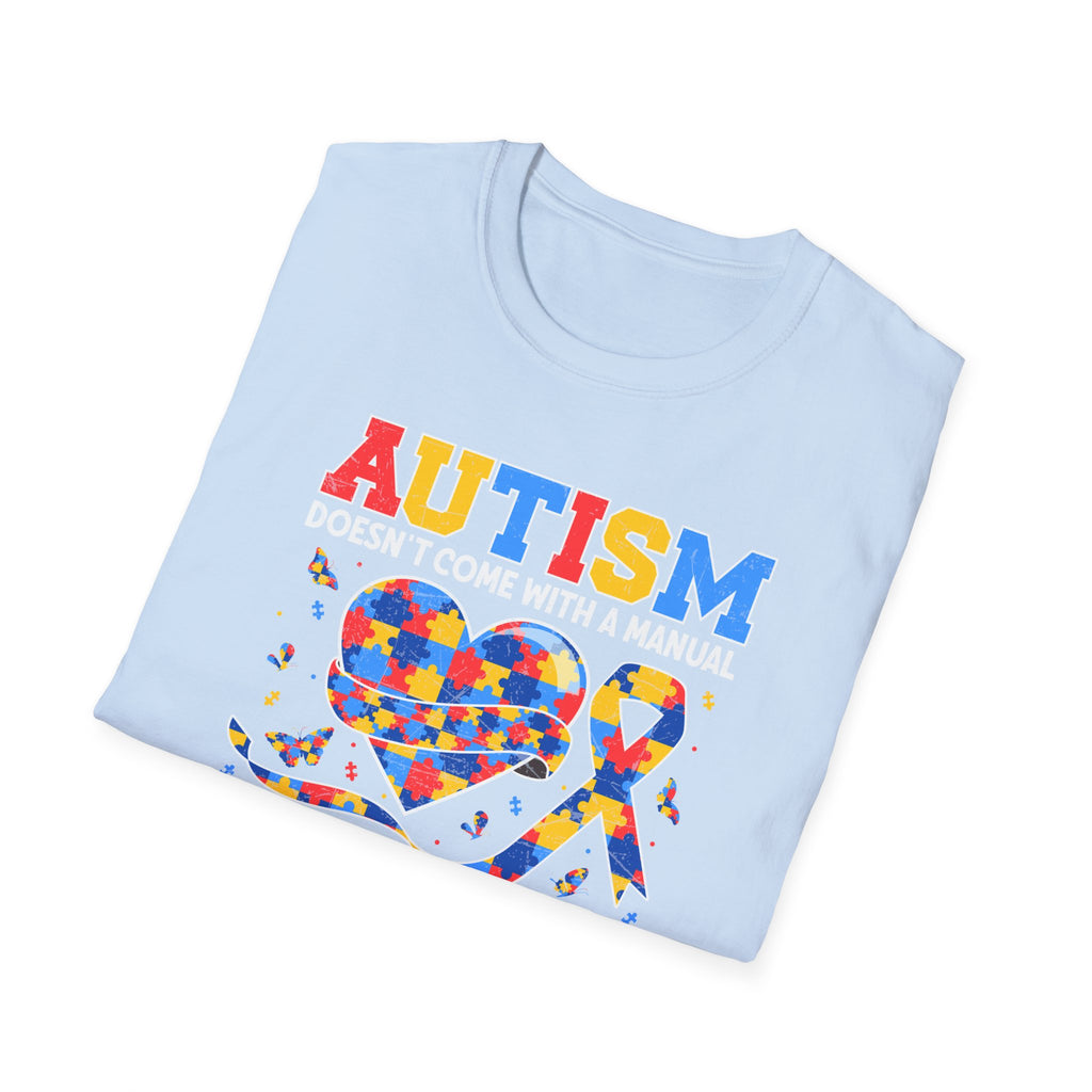 Autism Mom Graphic T-Shirt — “Autism doesn't come with a manual, it comes with a mom who never gives up”