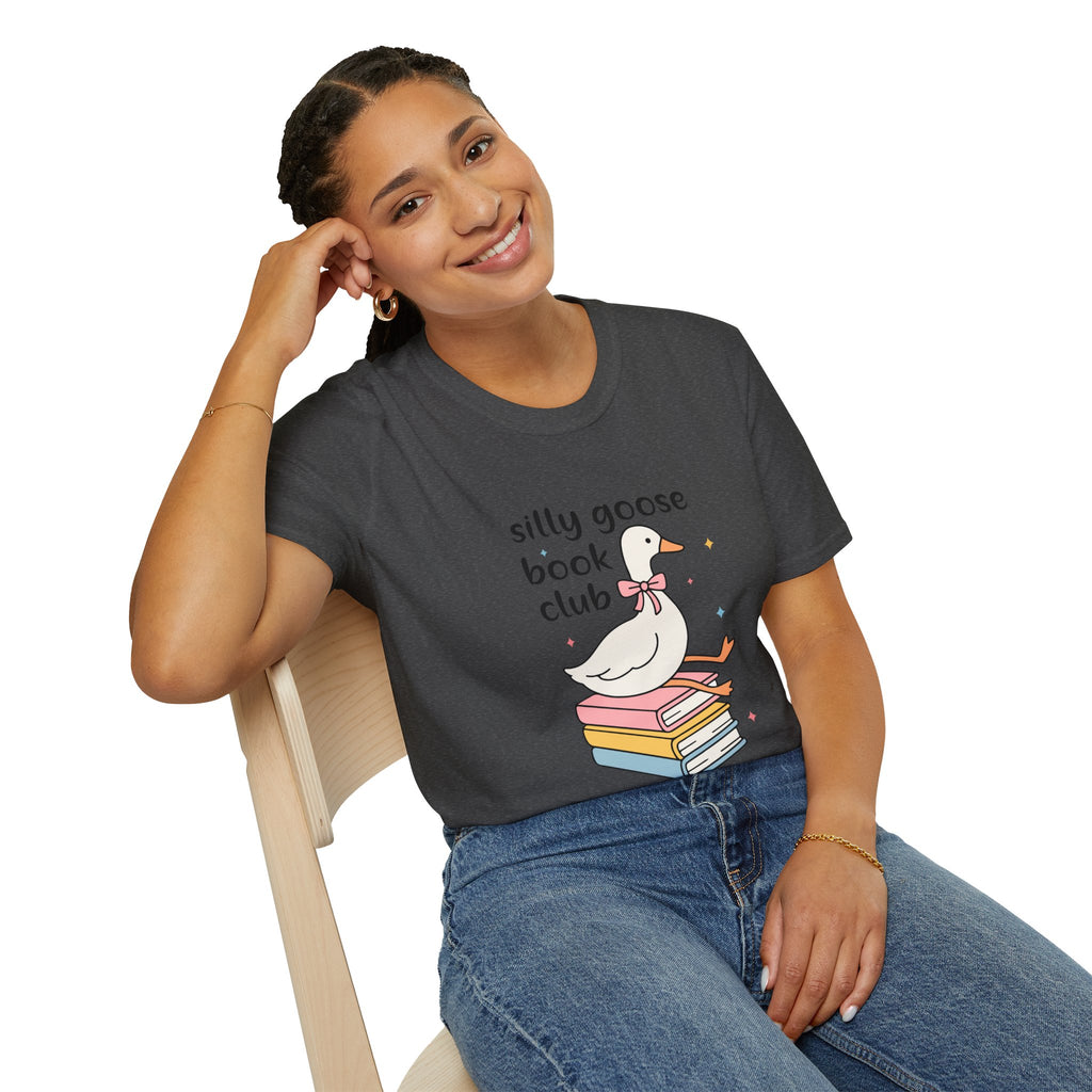 Silly Goose Book Club T-Shirt — Cute Reading Tee with Goose on Books