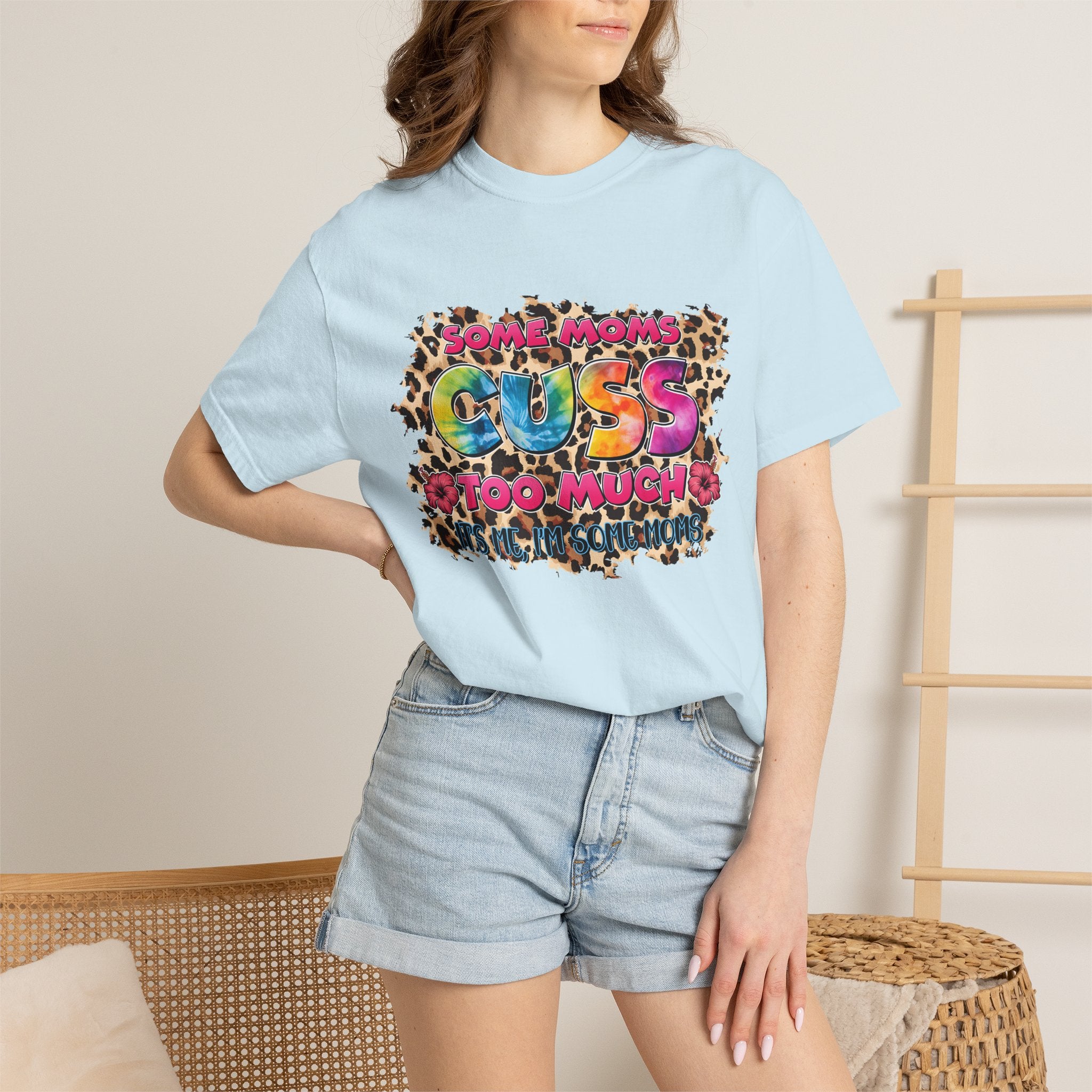 Graphic T-Shirt — "Some Moms Guess Too Much" Colorful Leopard Print