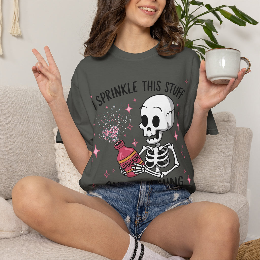 Skeleton Sprinkles T-Shirt — "I Sprinkle This Stuff On Everything" Cute Goth Graphic Tee