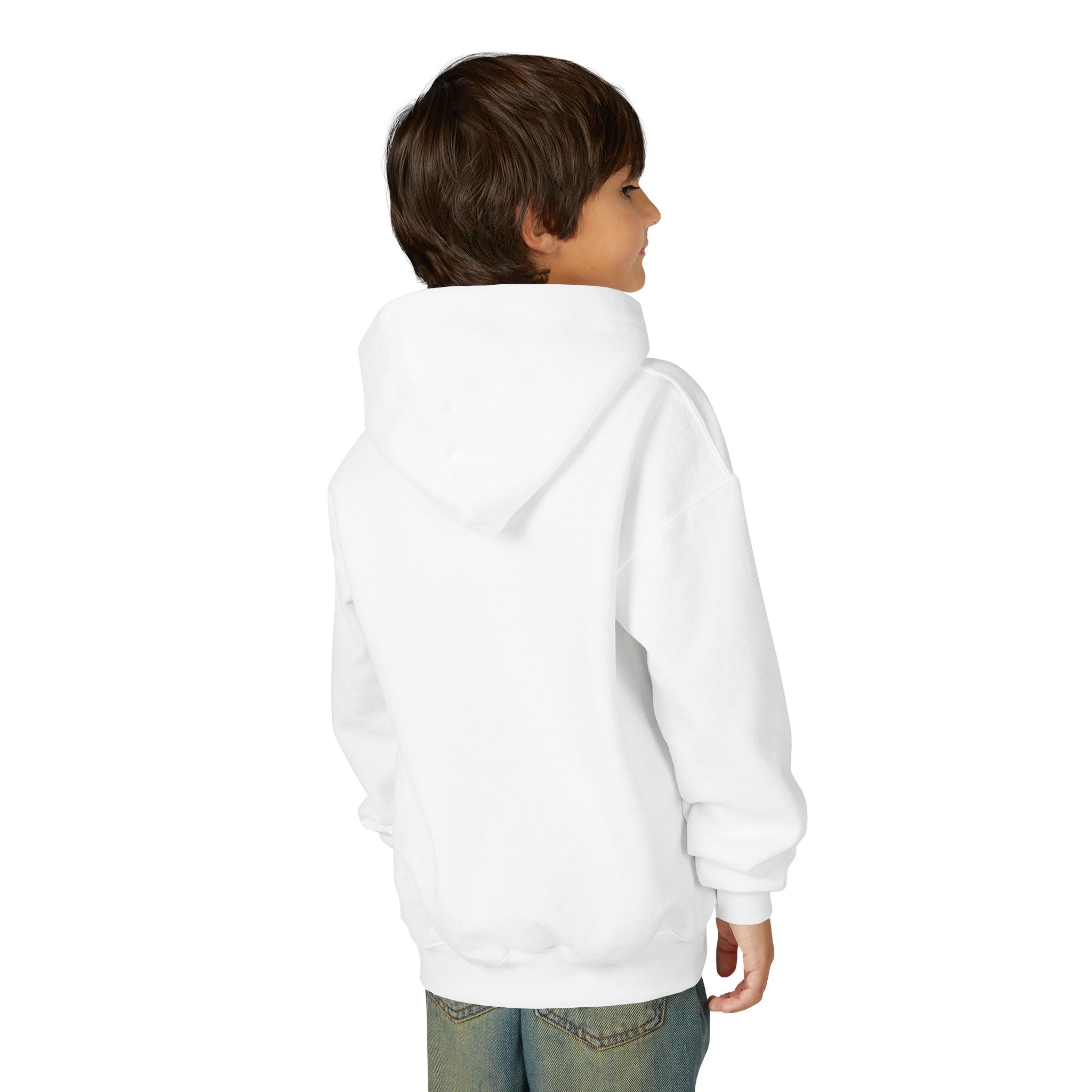 Youth Hoodie — Colorful Pixel Character 'BRUH' Graphic