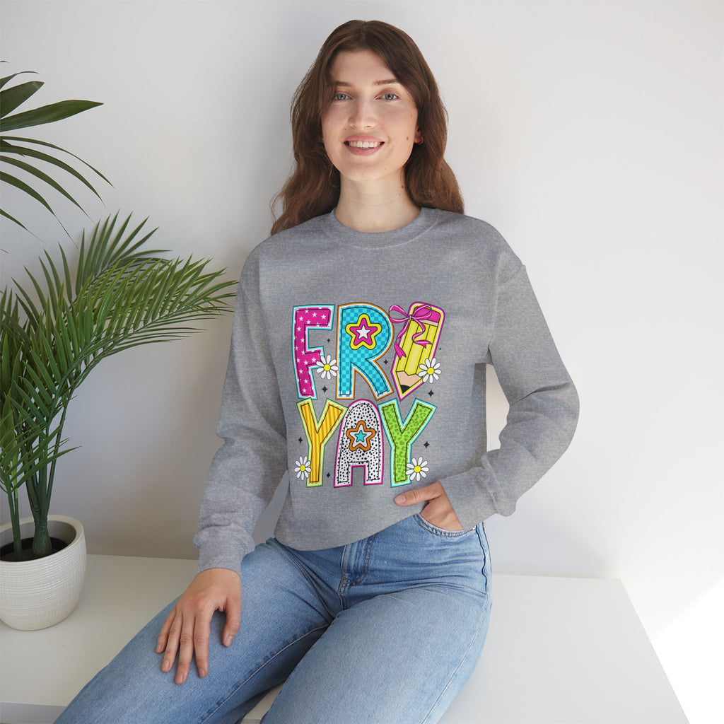 Fro-Yay Crewneck Sweatshirt — Colorful Retro Cartoon Graphic