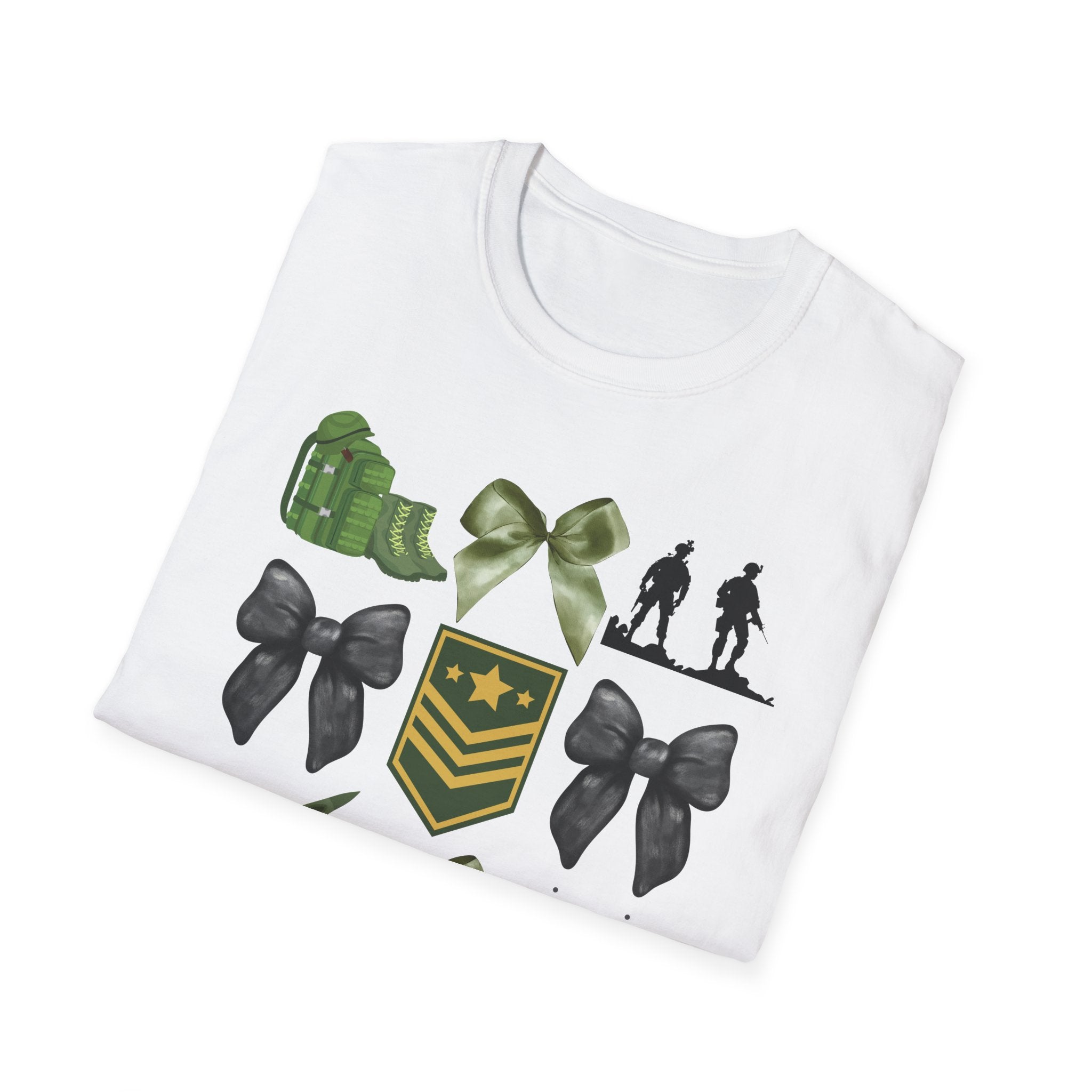 Military Wife T-Shirt — Patriotic Camouflage Ribbon & Dog Tags Tee