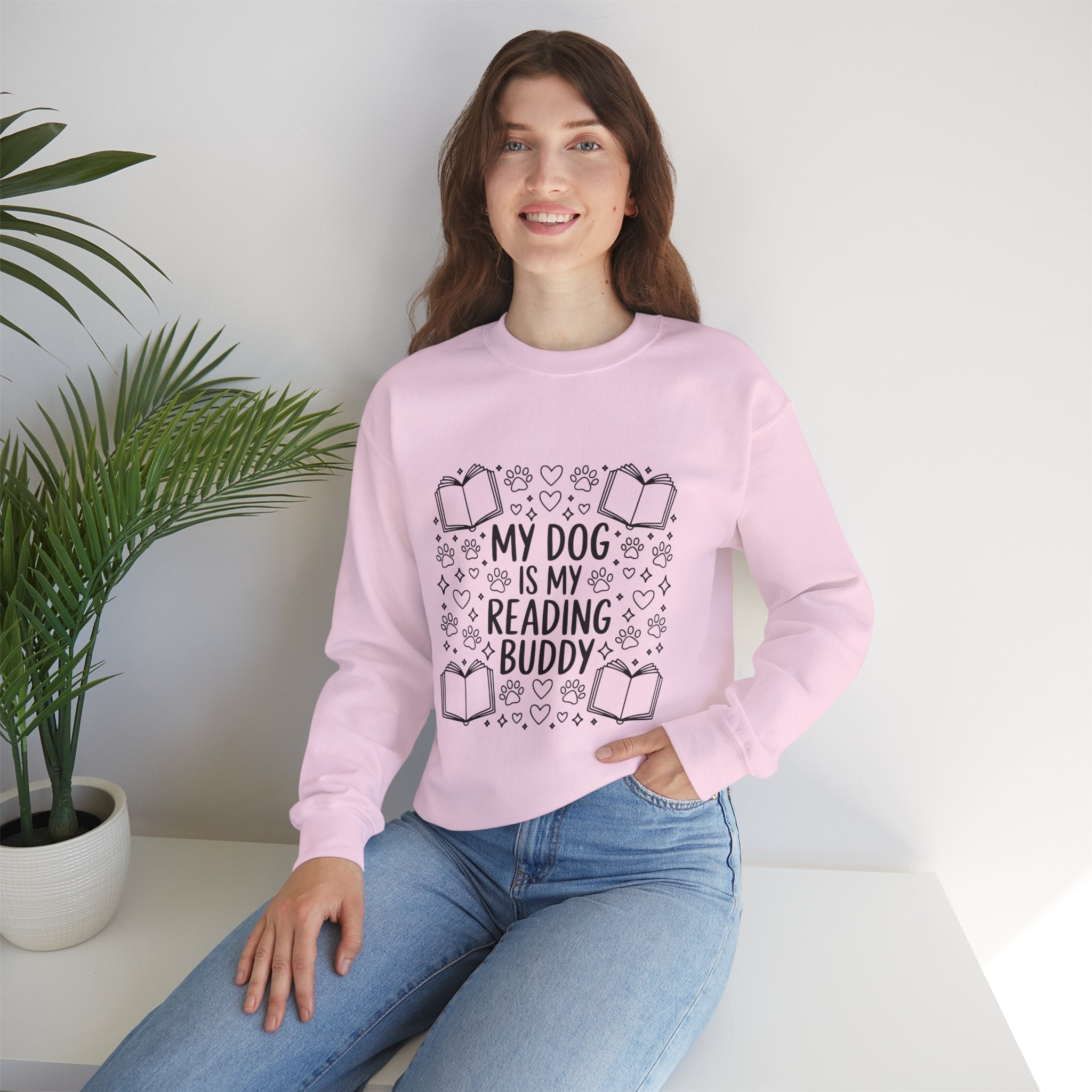 My Dog Is My Reading Buddy Sweatshirt — Cozy Dog Lover Bookish Crewneck