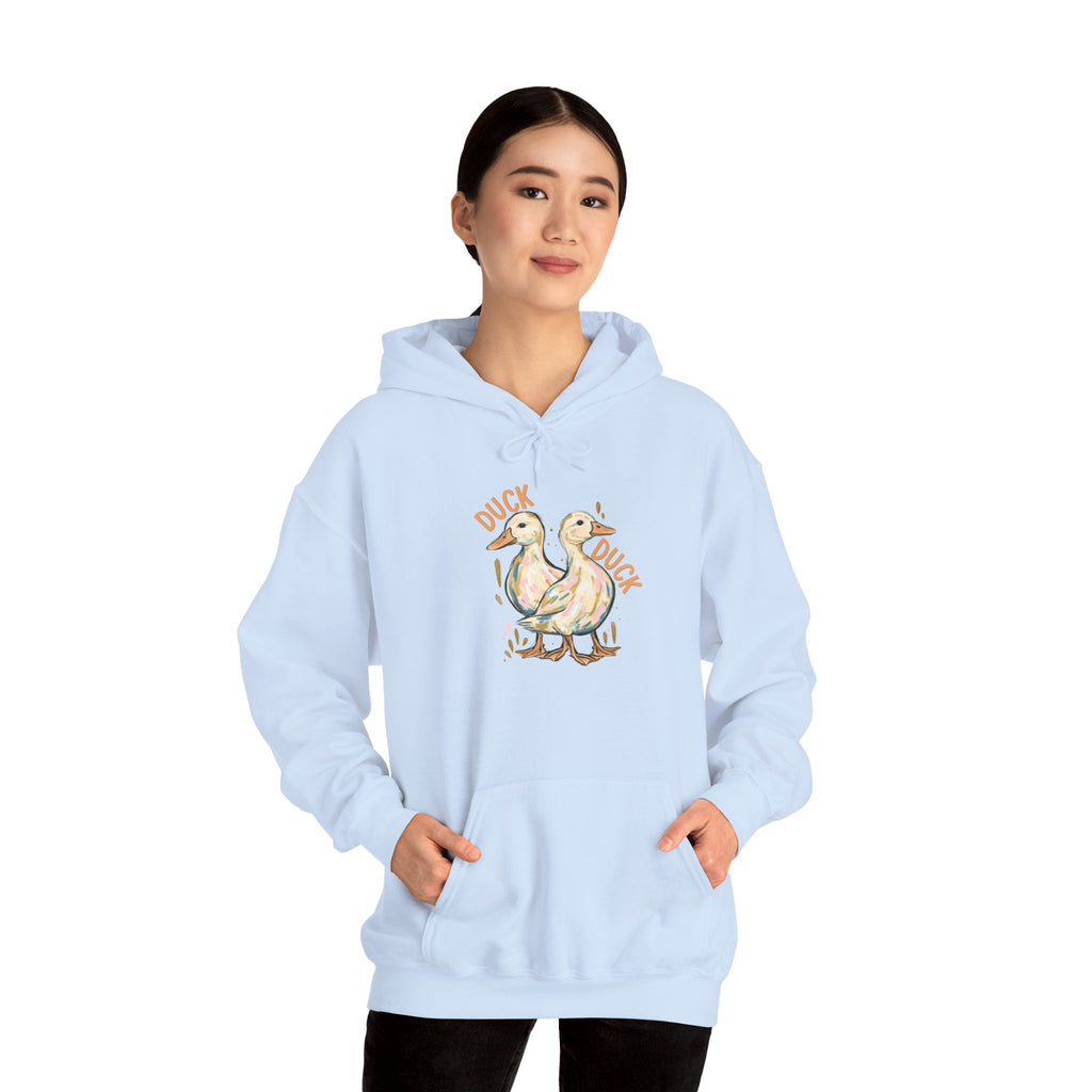 Duck & Goose Hoodie — Cute Waterfowl Graphic Pullover ("Duck Duck" Front, "Goose" Back)