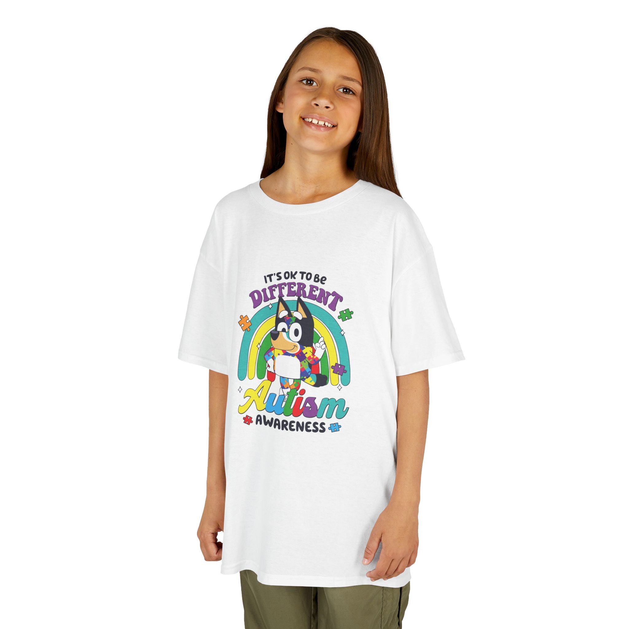 Kids Tee — "It's OK to Be Different" Autism Awareness Rainbow Shirt