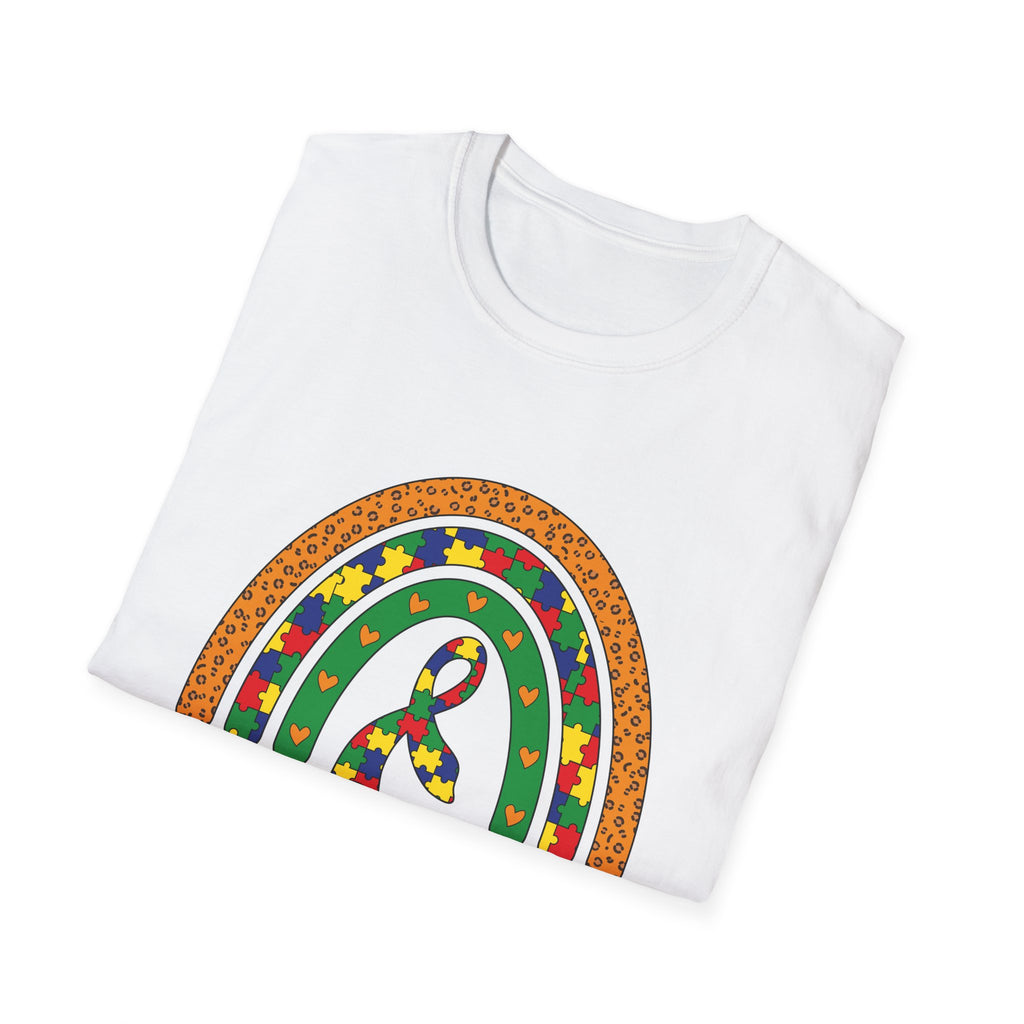 Autism Awareness T-Shirt — Colorful Puzzle Ribbon Rainbow Tee
