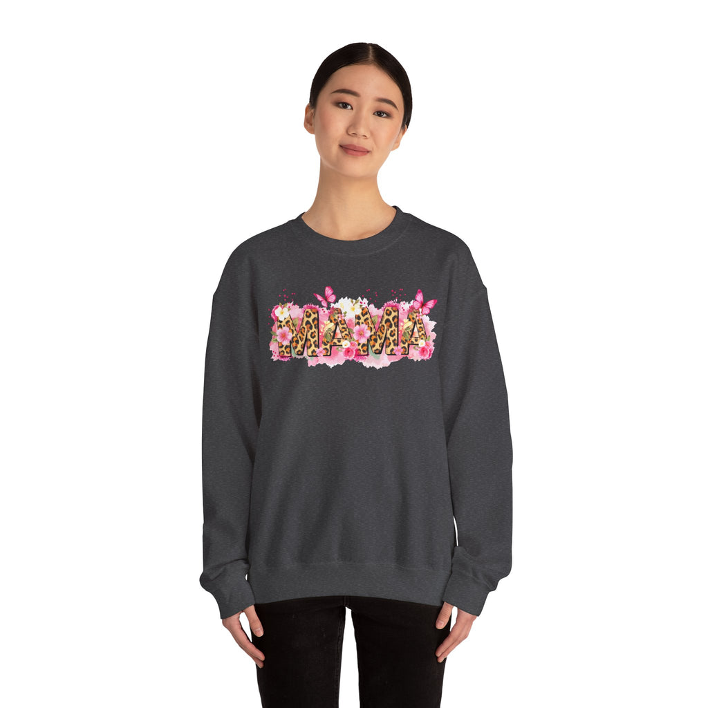 Mama Leopard Floral Crewneck Sweatshirt – Pink Butterflies
