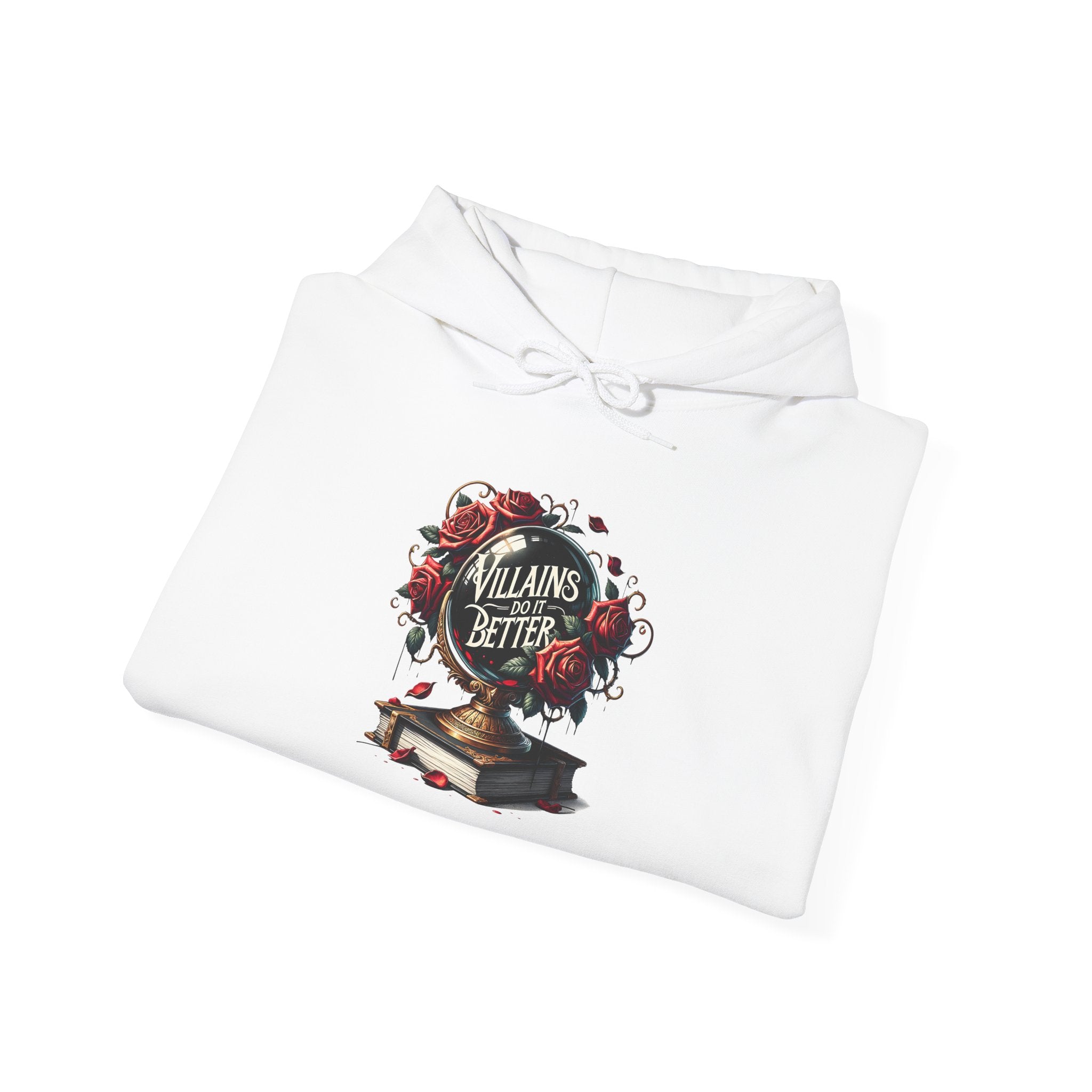 Villains Are Better Hoodie — Gothic Book & Rose Graphic Sweatshirt