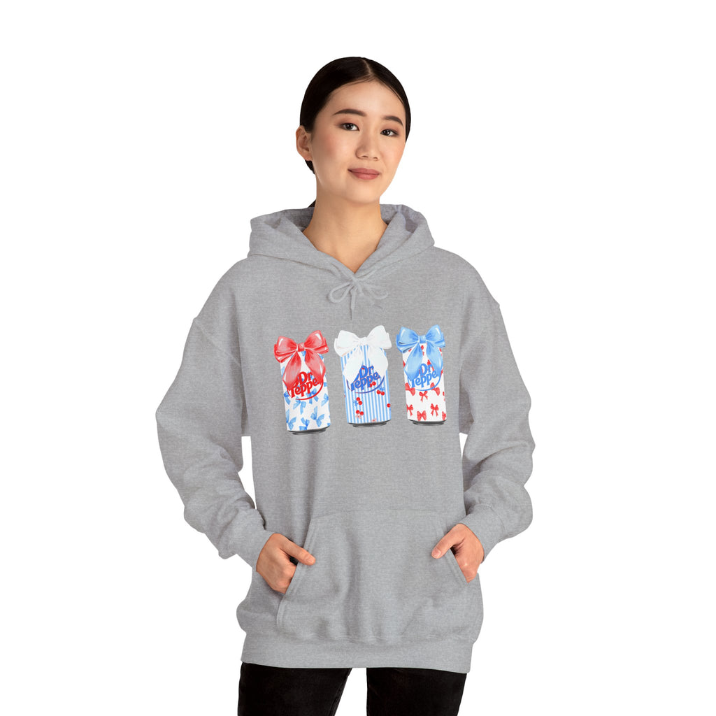 Gift Box Trio Hoodie - Red White Blue Ribbon Holiday Sweatshirt