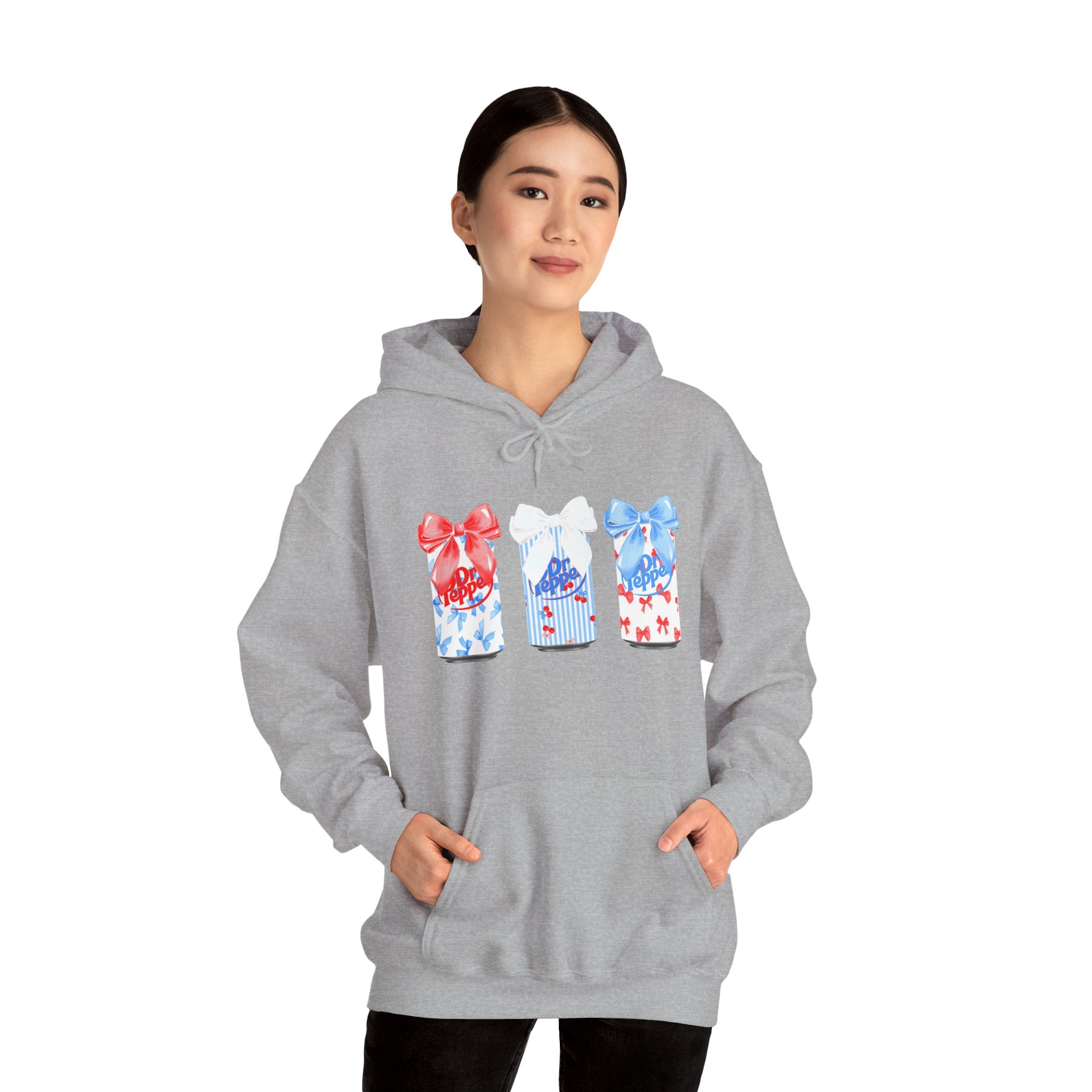 Gift Box Trio Hoodie - Red White Blue Ribbon Holiday Sweatshirt