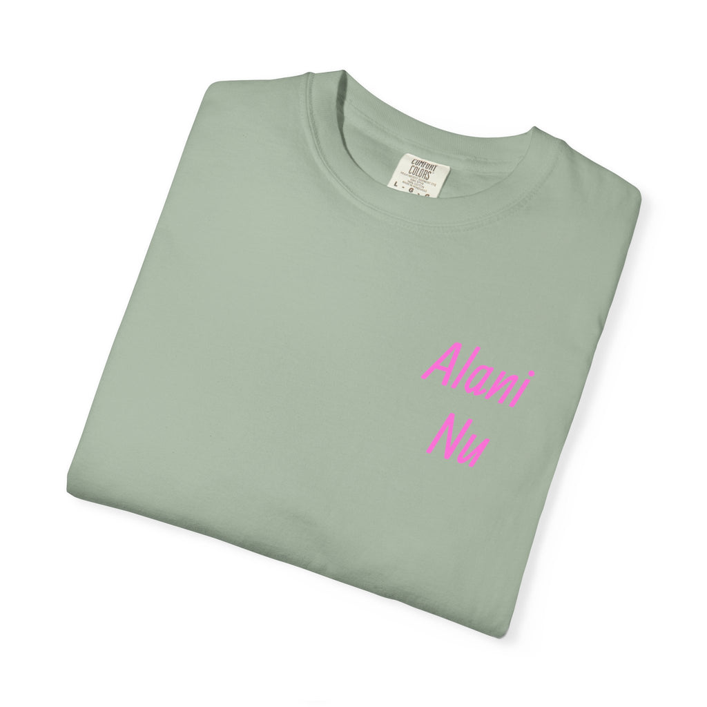 Graphic T-Shirt — Vibrant Pink Dessert Collage with 'Alani Nu' Chest Script