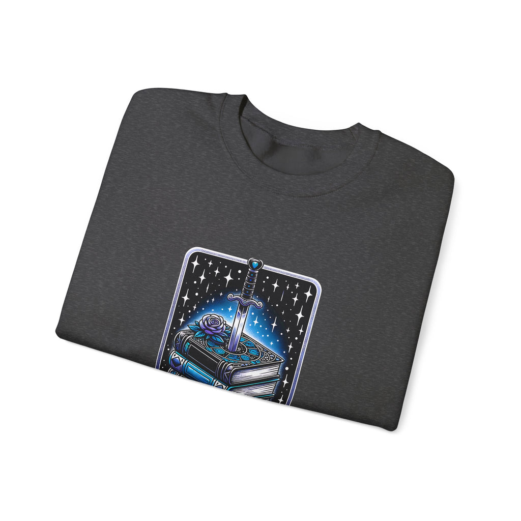 Crewneck Sweatshirt — "The Forlorn Book Club" Gothic Stack of Books Design