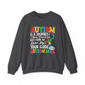 Autism Mom Crewneck Sweatshirt — "Autism Is A Journey" Colorful Puzzle-Heart Design
