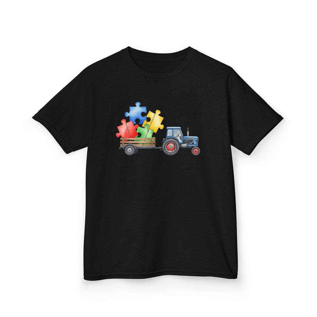 Kids Tractor with Puzzle Pieces T-Shirt — Autism Awareness Farm Tee