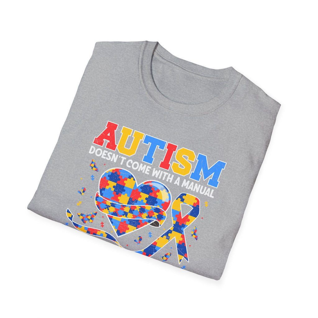 Autism Mom Graphic T-Shirt — “Autism doesn't come with a manual, it comes with a mom who never gives up”