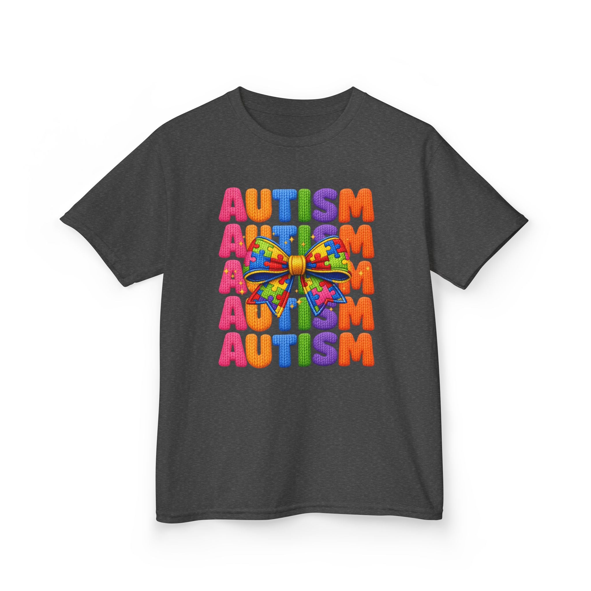 Kids Autism Awareness T-Shirt — Colorful Puzzle Ribbon Design