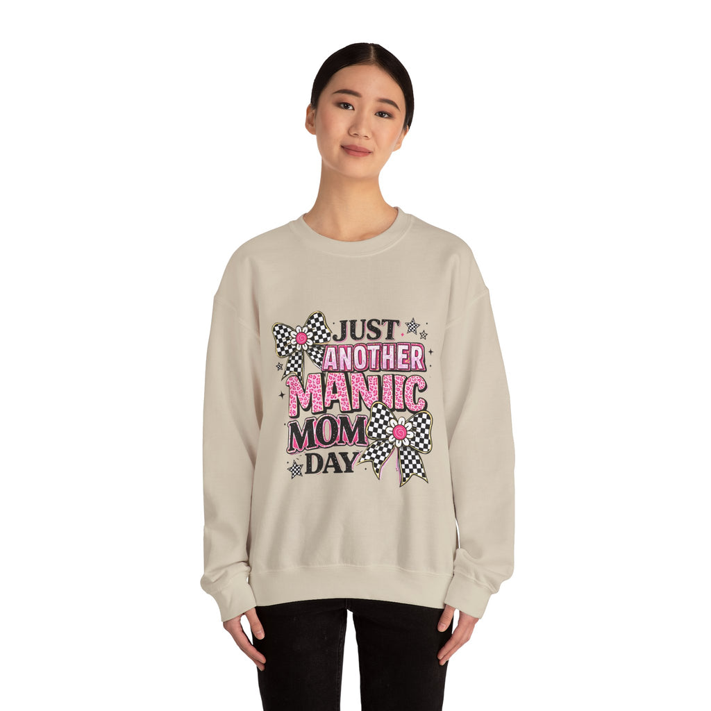 Mom Sweatshirt — "Just Another Manic Mom Day" Graphic Crewneck