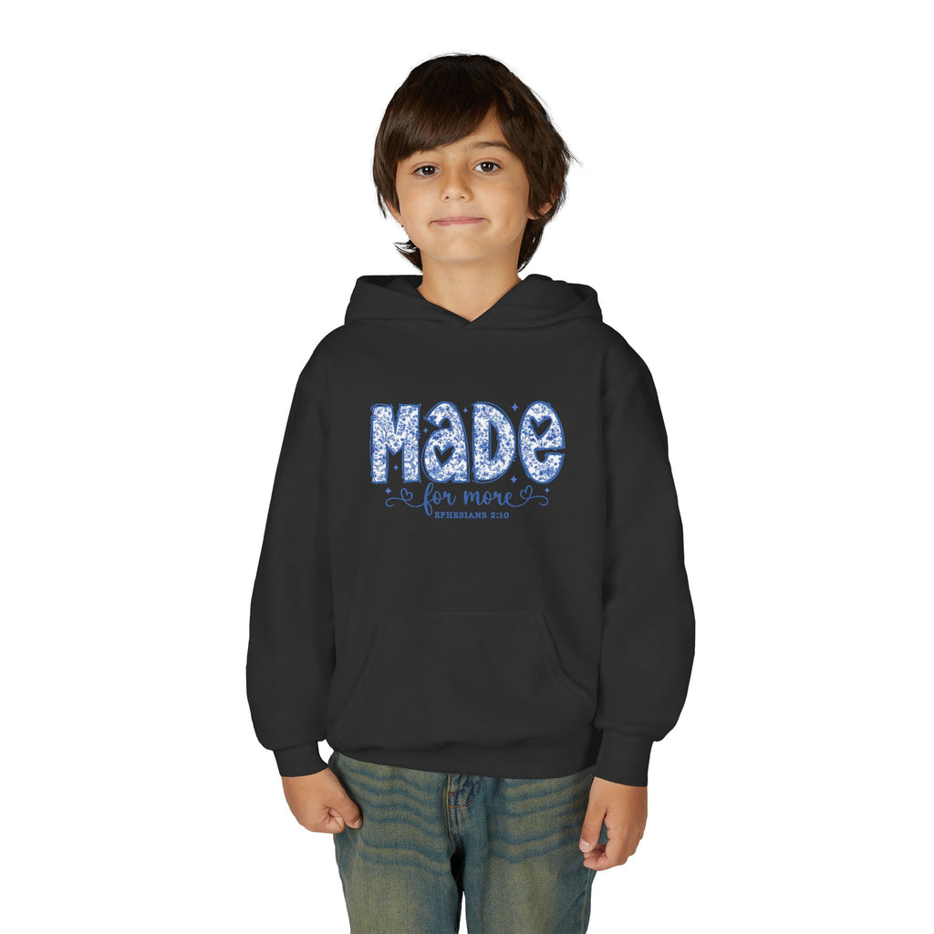 Youth Hoodie - "Made for More" Inspirational Floral Design
