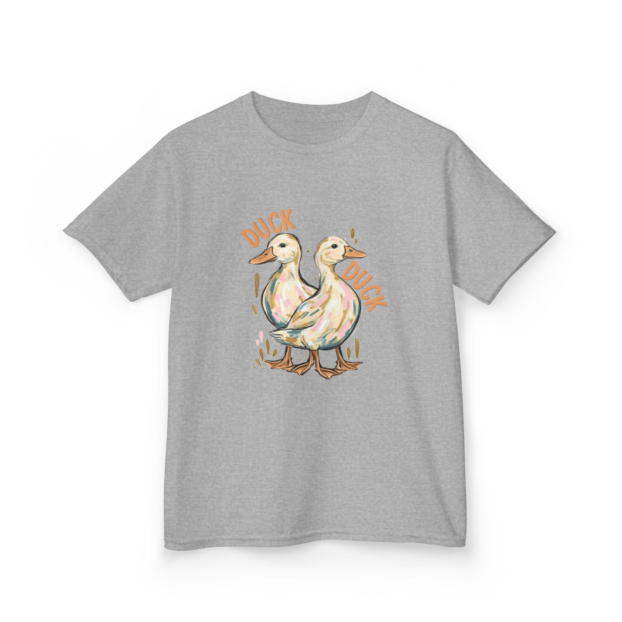 Kids Tee — Cute Duck & Goose Illustration ("Duck Duck" Front, "Goose" Back)